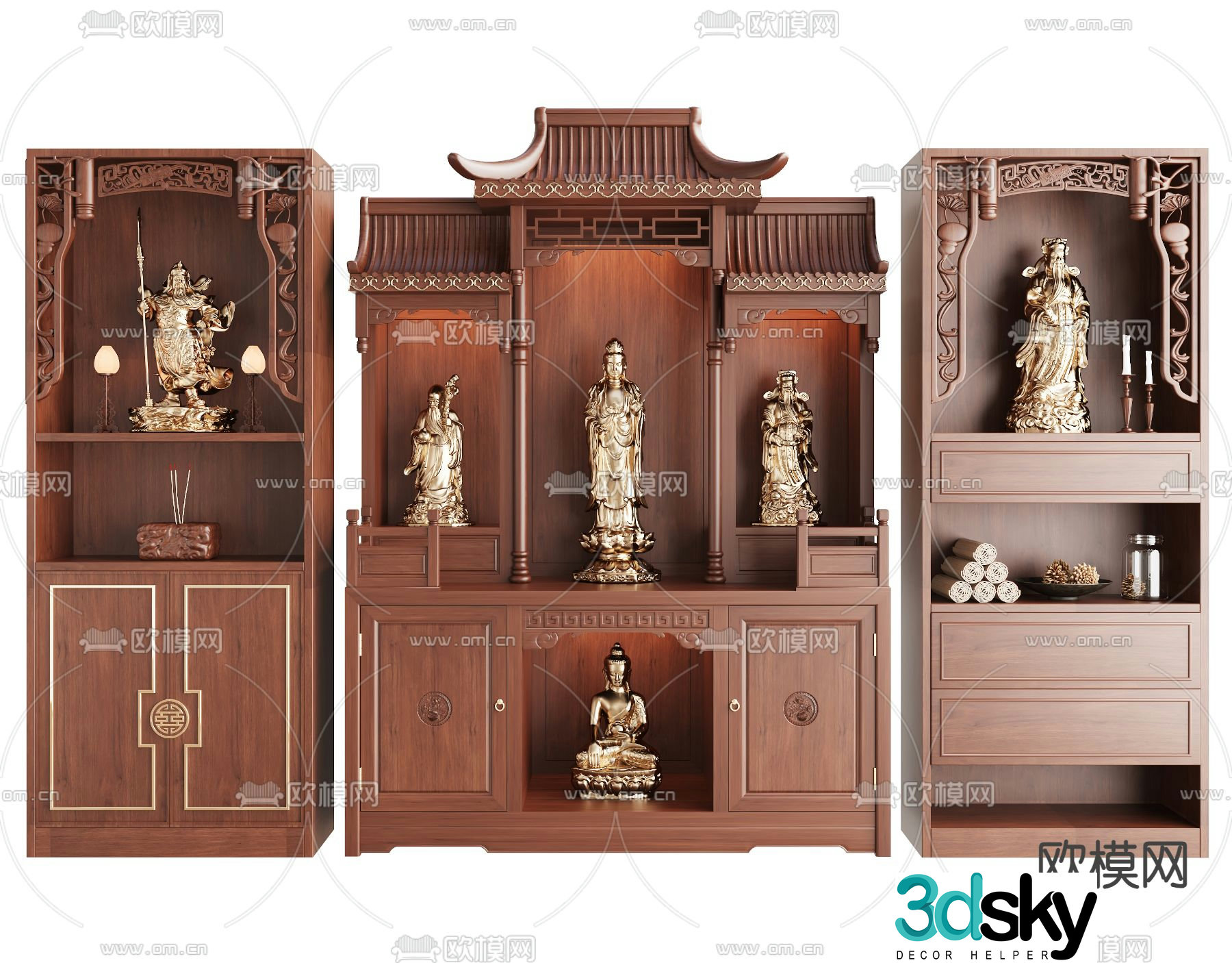 New Chinese style Buddhist niche altar altar 3D model