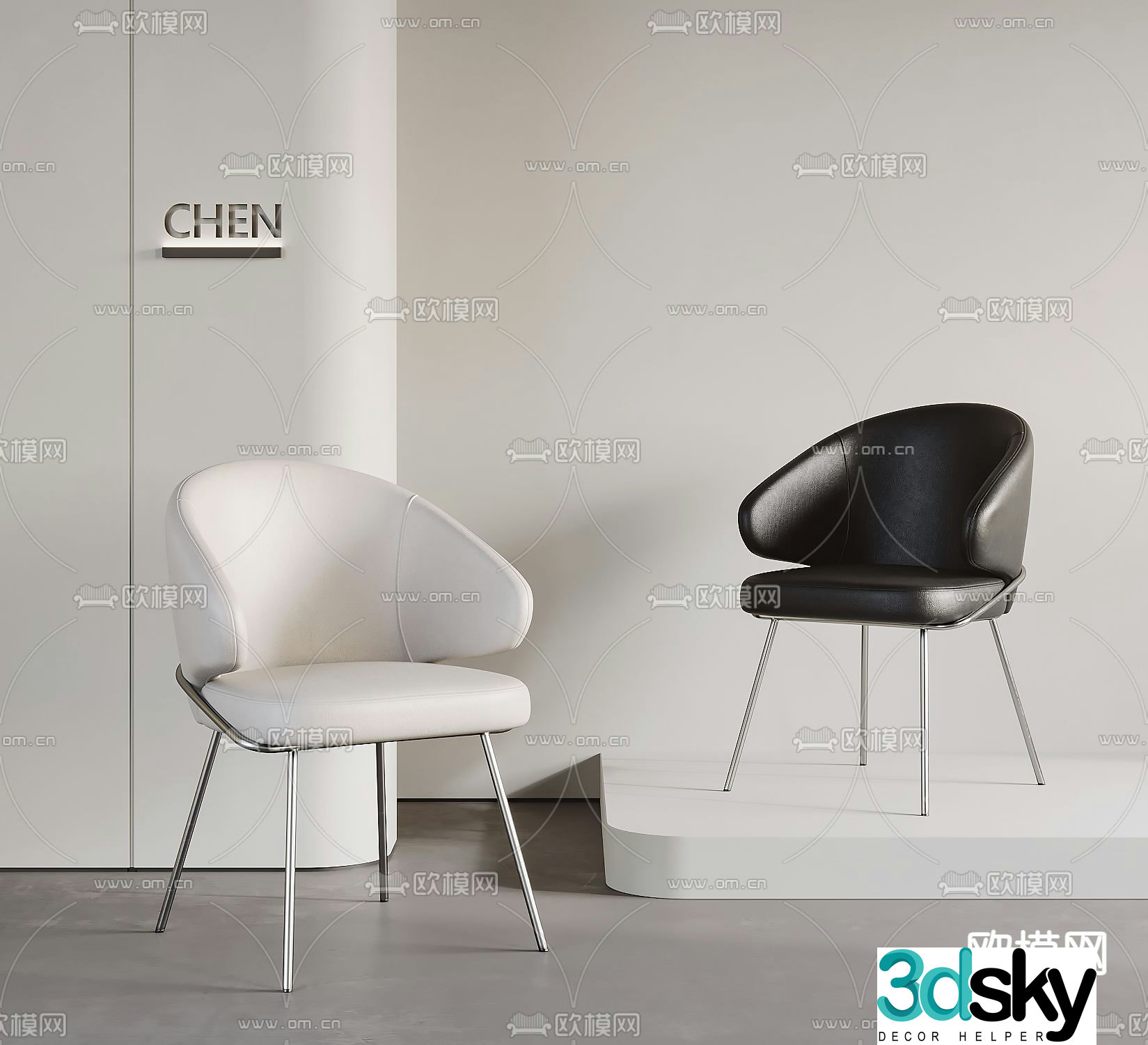 leather chair dining chair 3d model