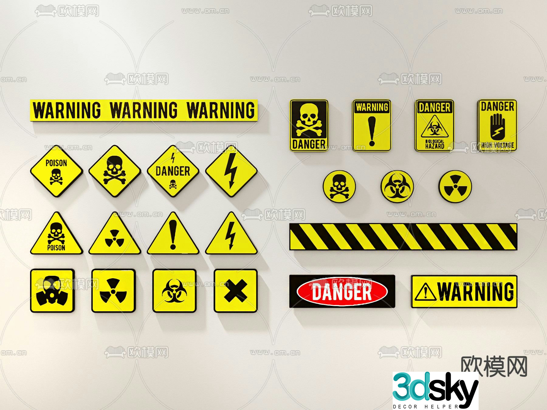 Indicator sign, turn sign, no stop sign 3D model