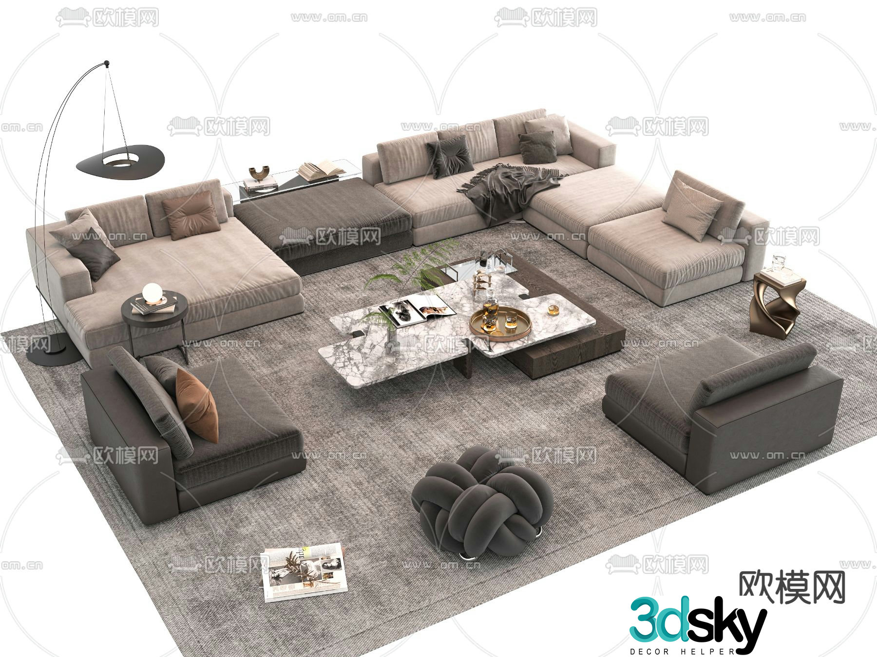 Minotti modern sofa set 3d model