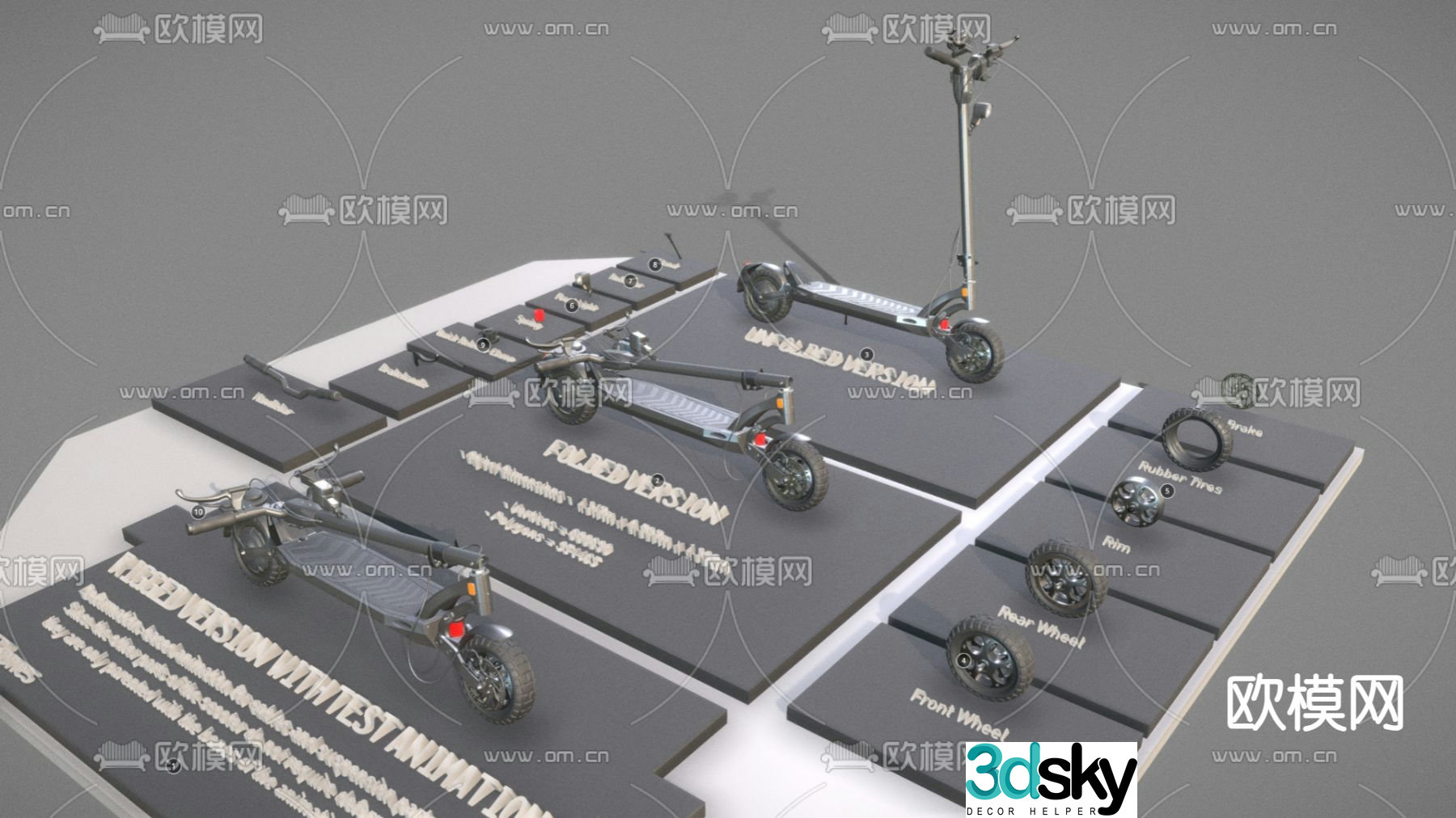 Modern electric vehicle scooter folding electric vehicle 3d model