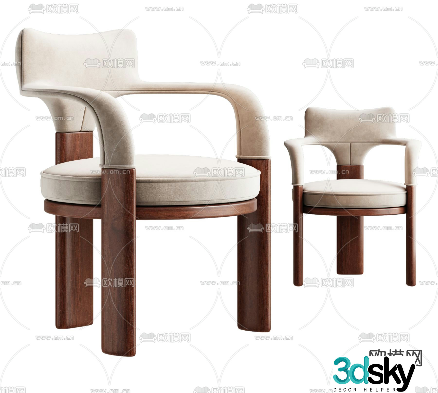 Medieval style dining chair single chair leisure chair 3d model