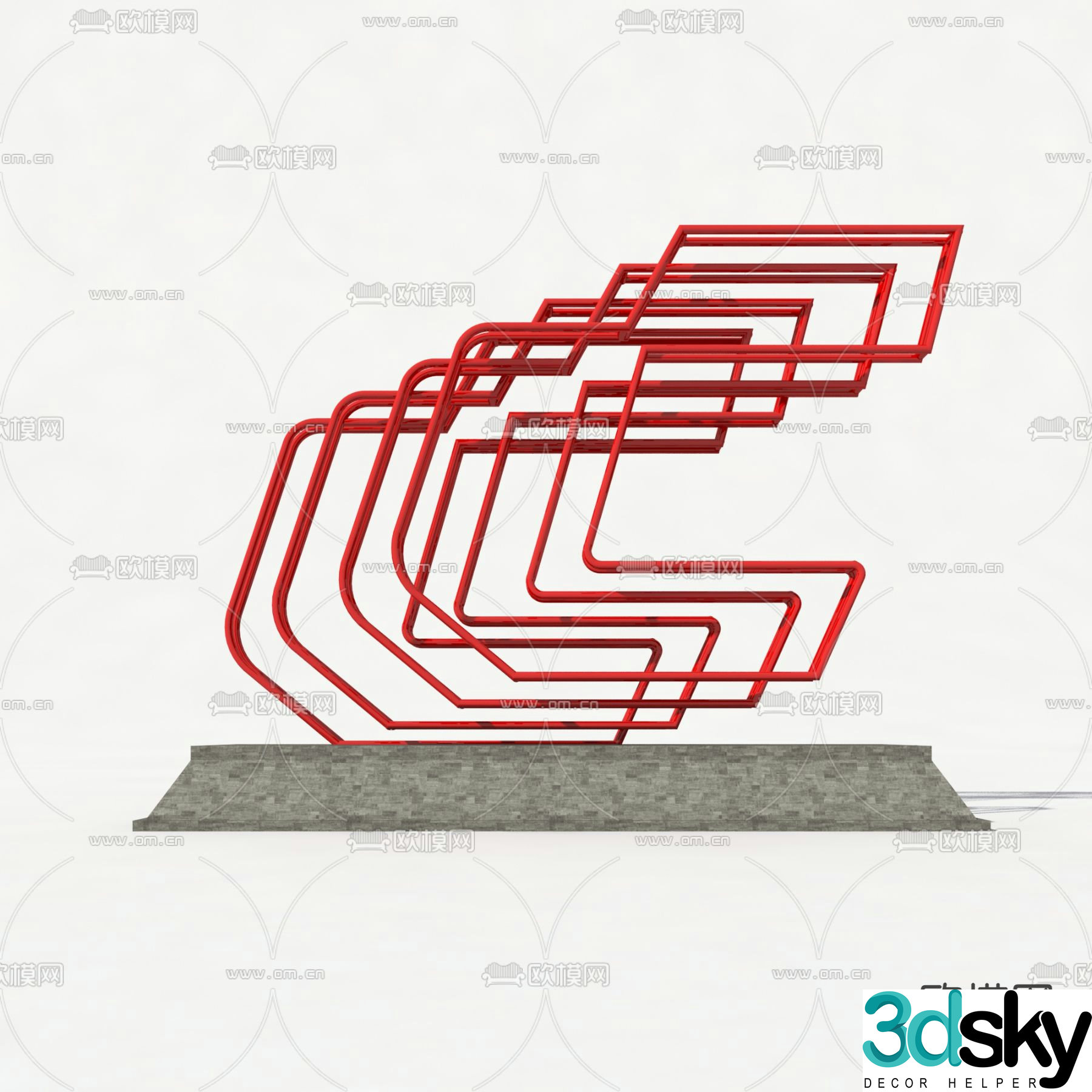 Modern urban sculpture sketch 3D model
