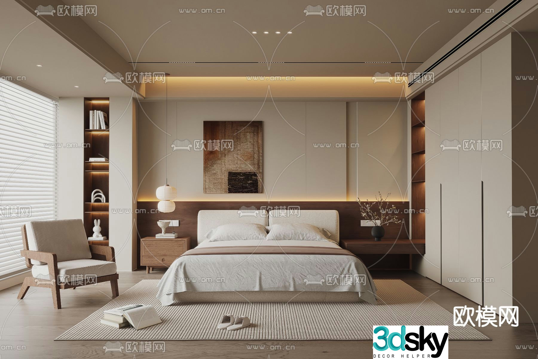 Middle style bedroom master bedroom master room 3d model