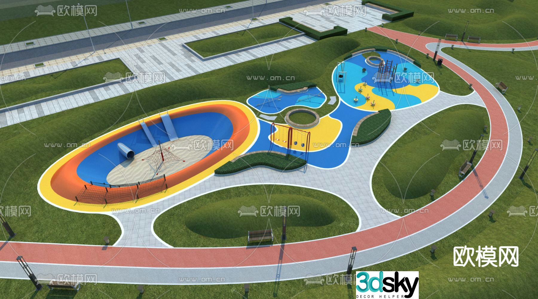 Square landscape park landscape 3d model
