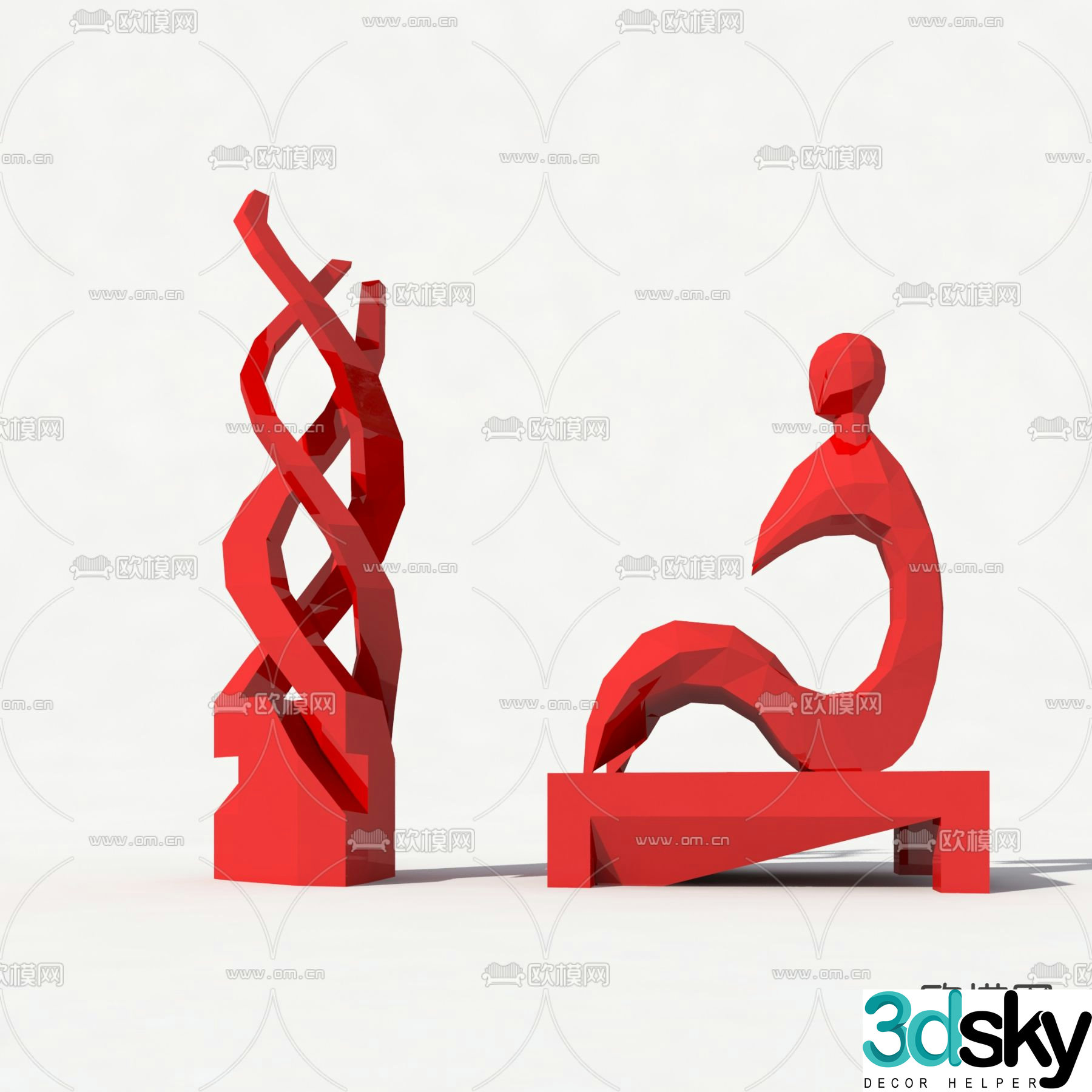 Modern urban sculpture sketch 3D model