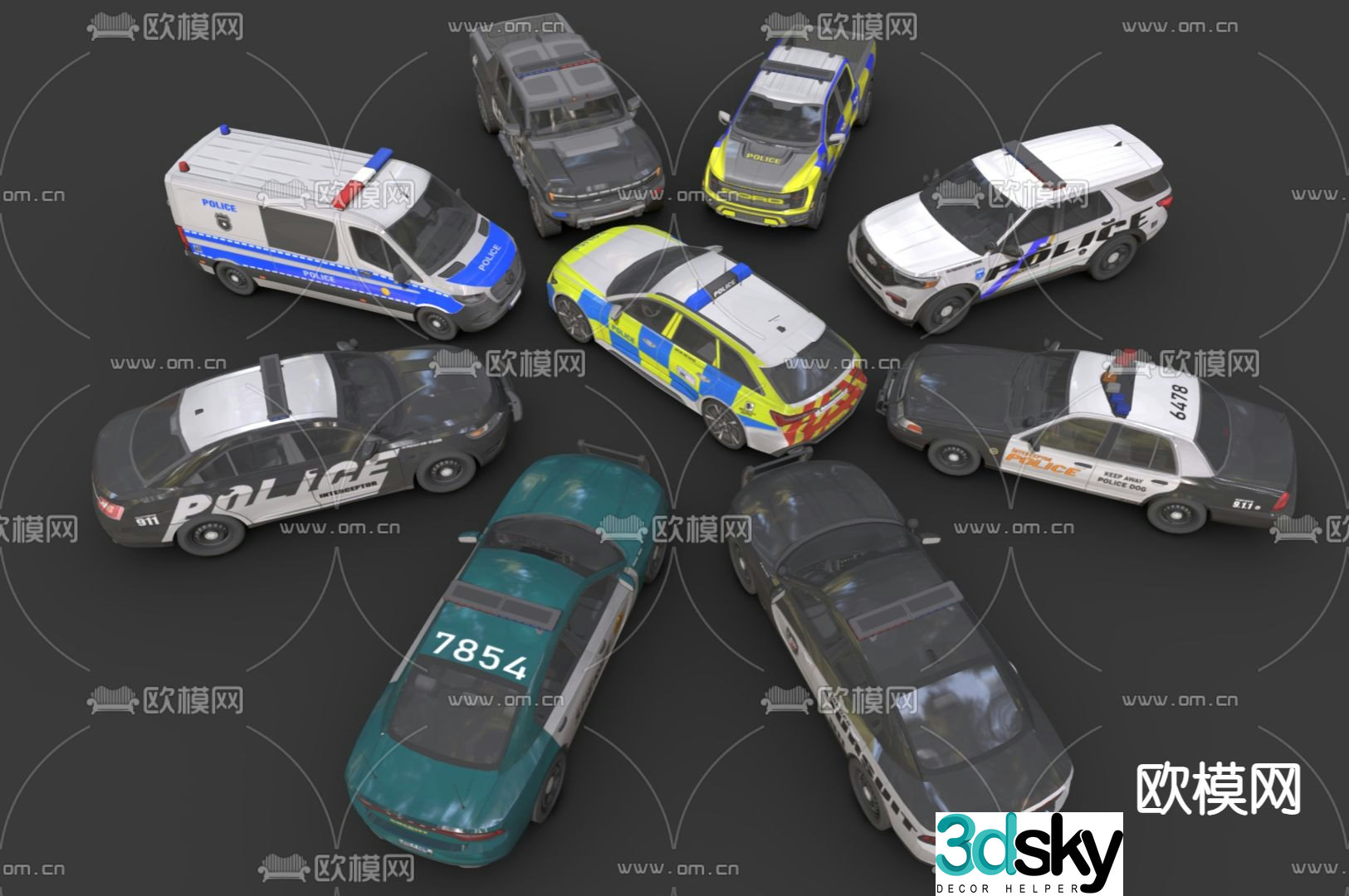 Modern police car official car 3d model