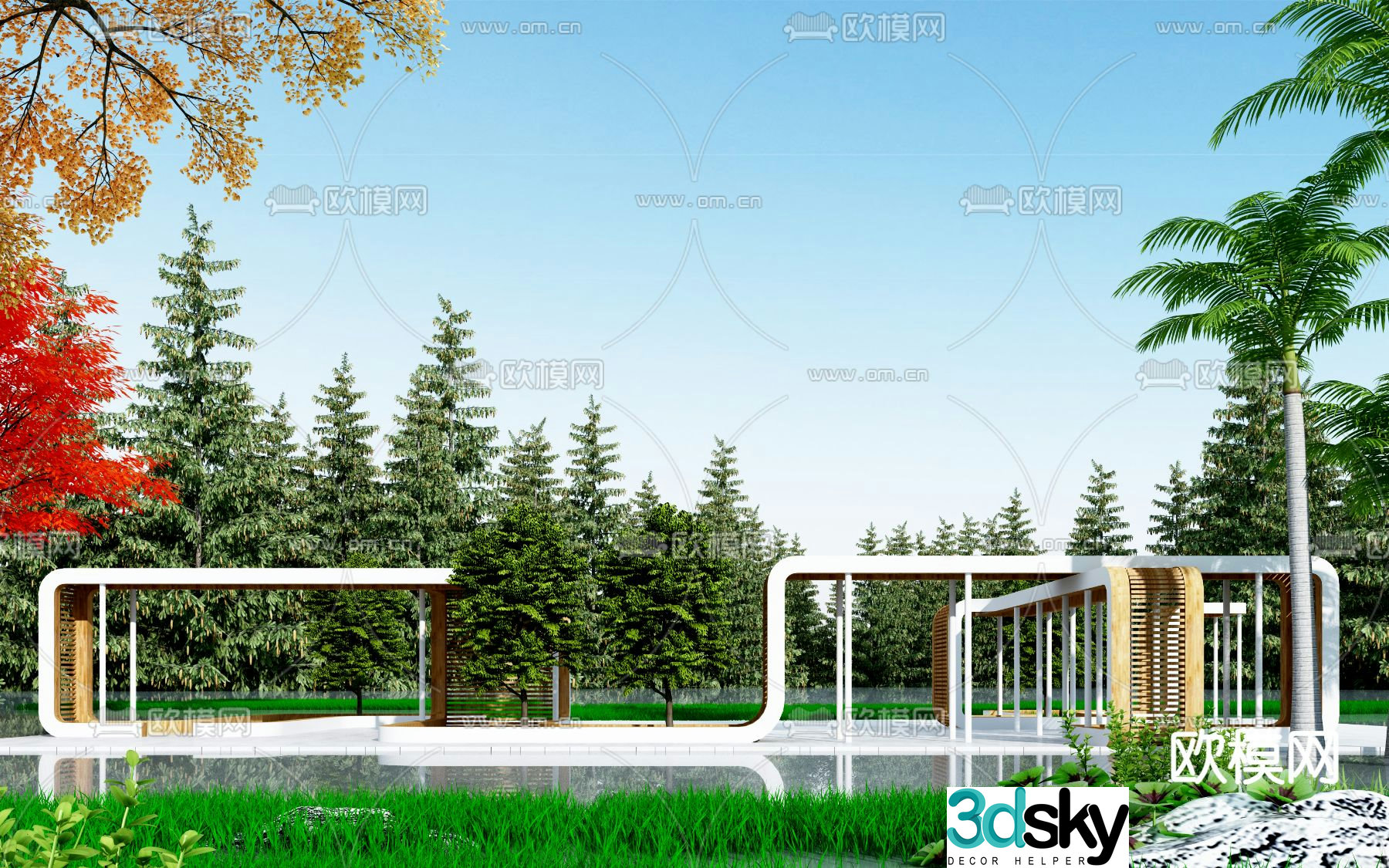 Modern gallery landscape 3D model