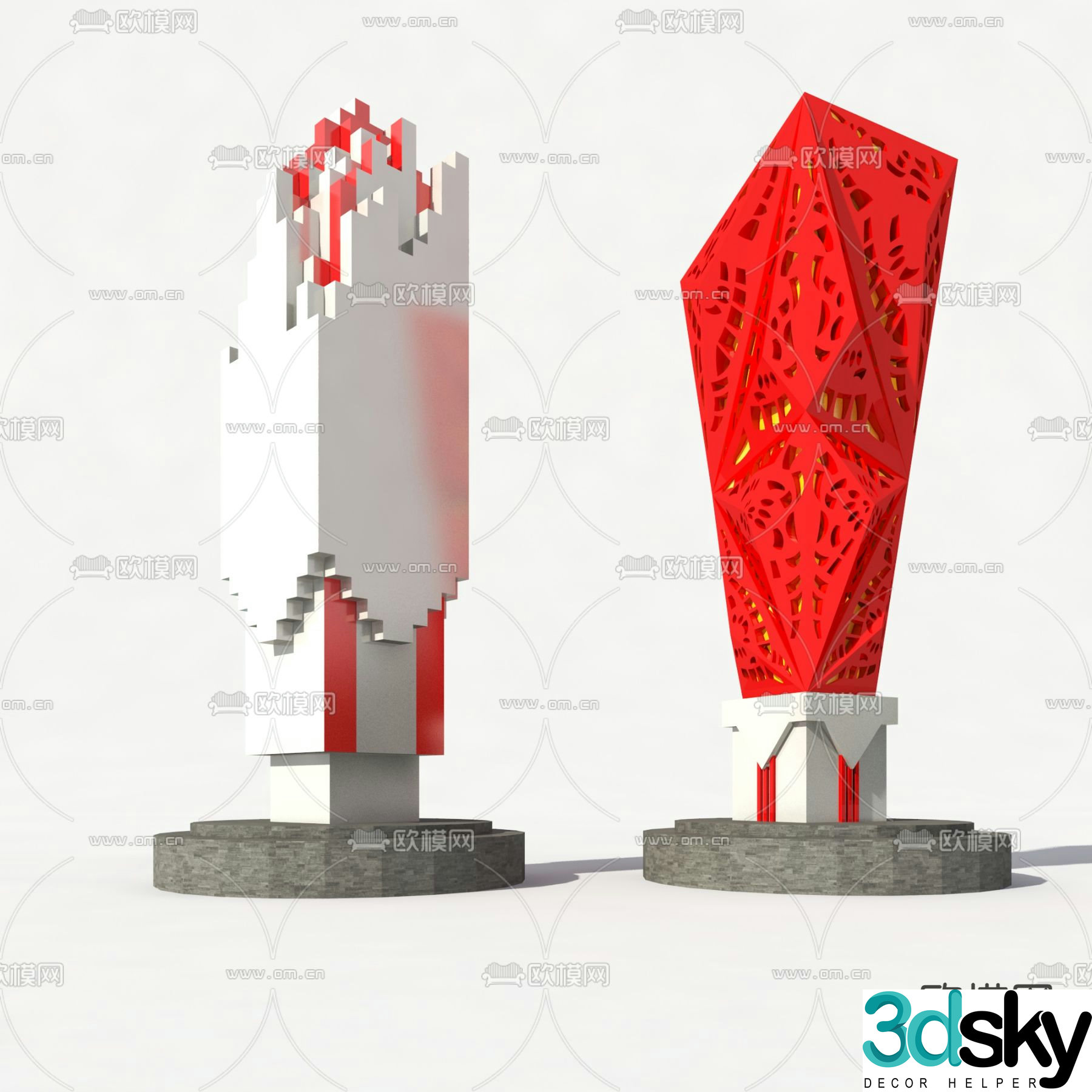 Modern urban sculpture sketch 3D model