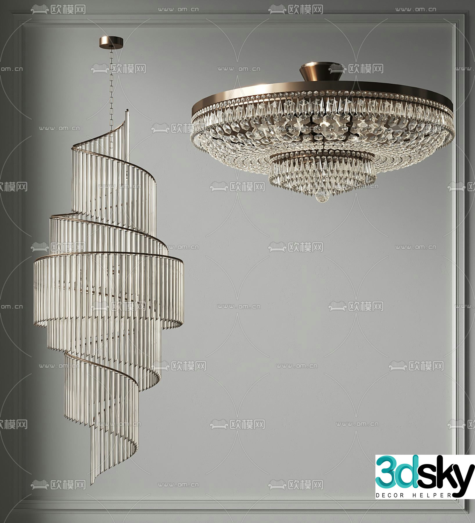 Crystal chandelier Villa crystal lamp 3d model