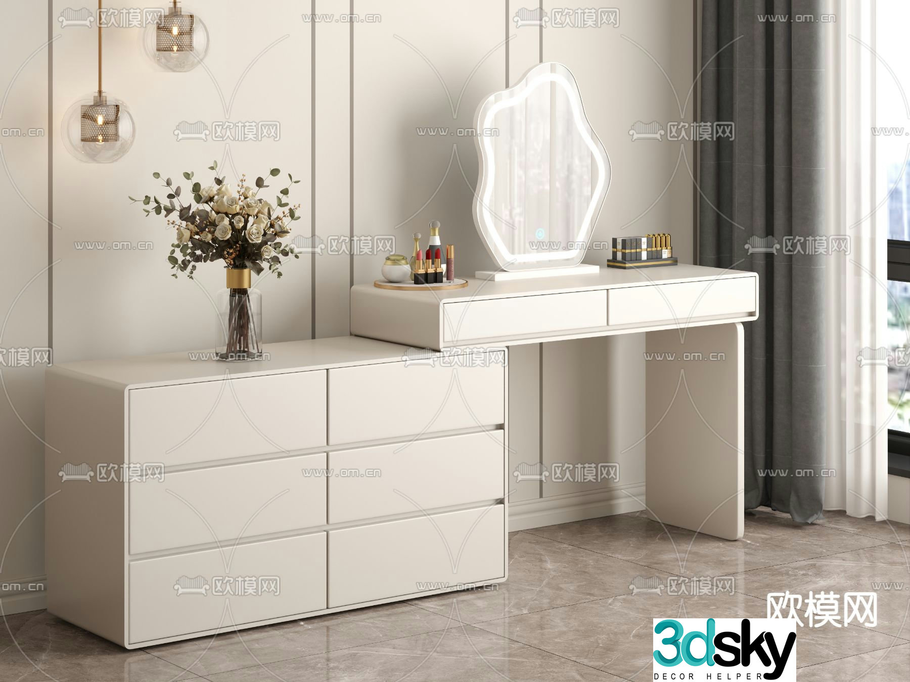 Light luxury dressing table 3D model