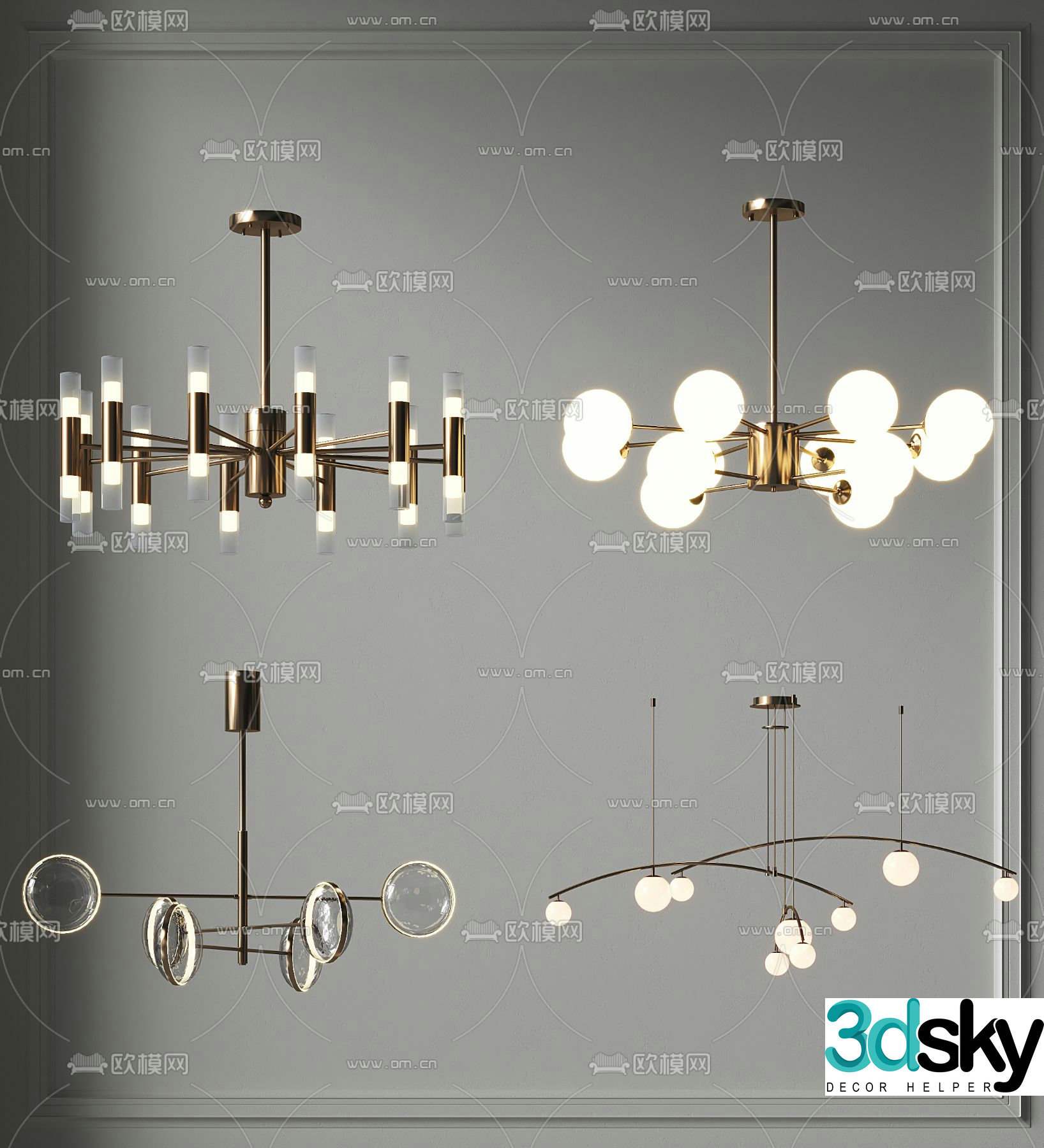 Light luxury chandelier multi-head chandelier 3D model