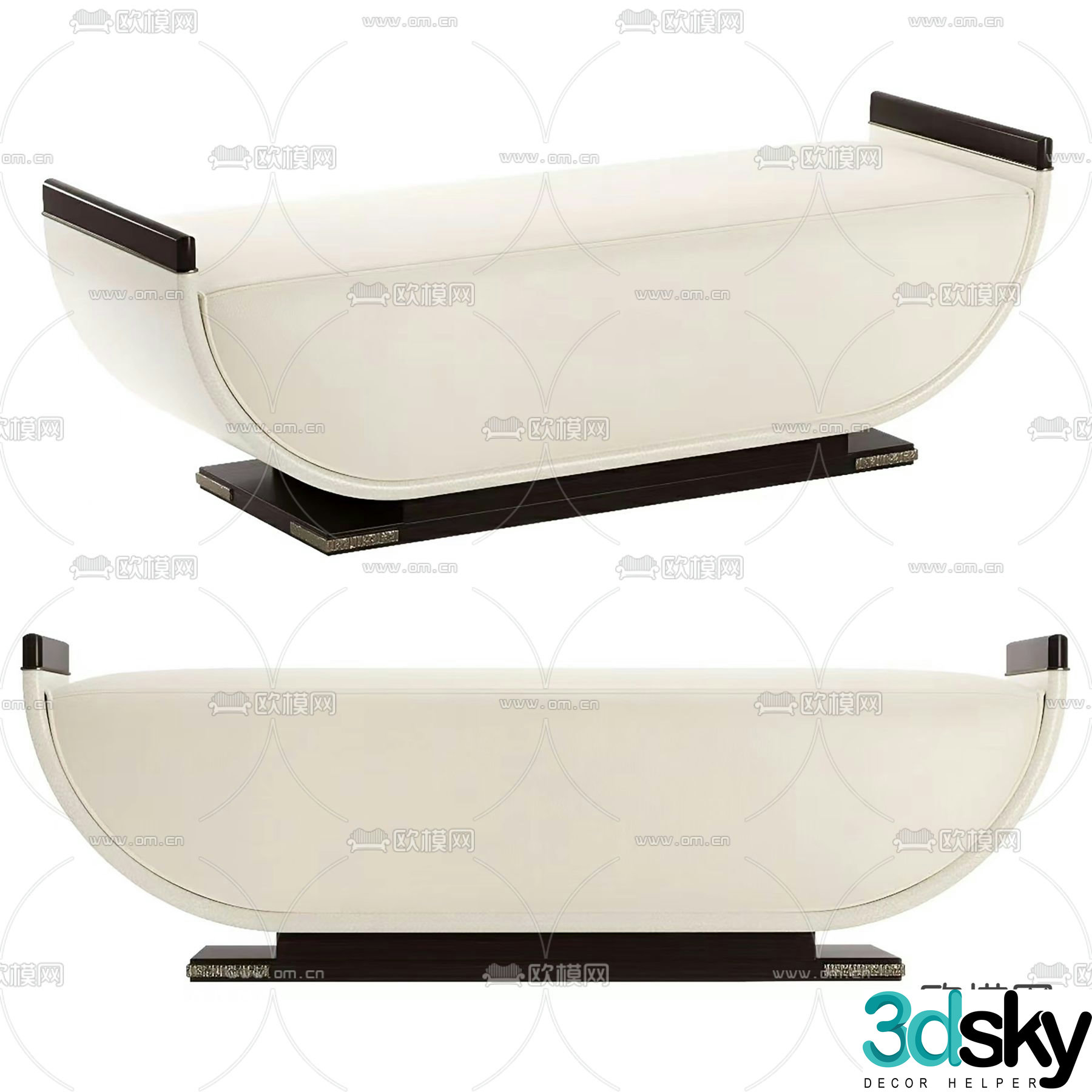 Caracole upholstered bench 3d model