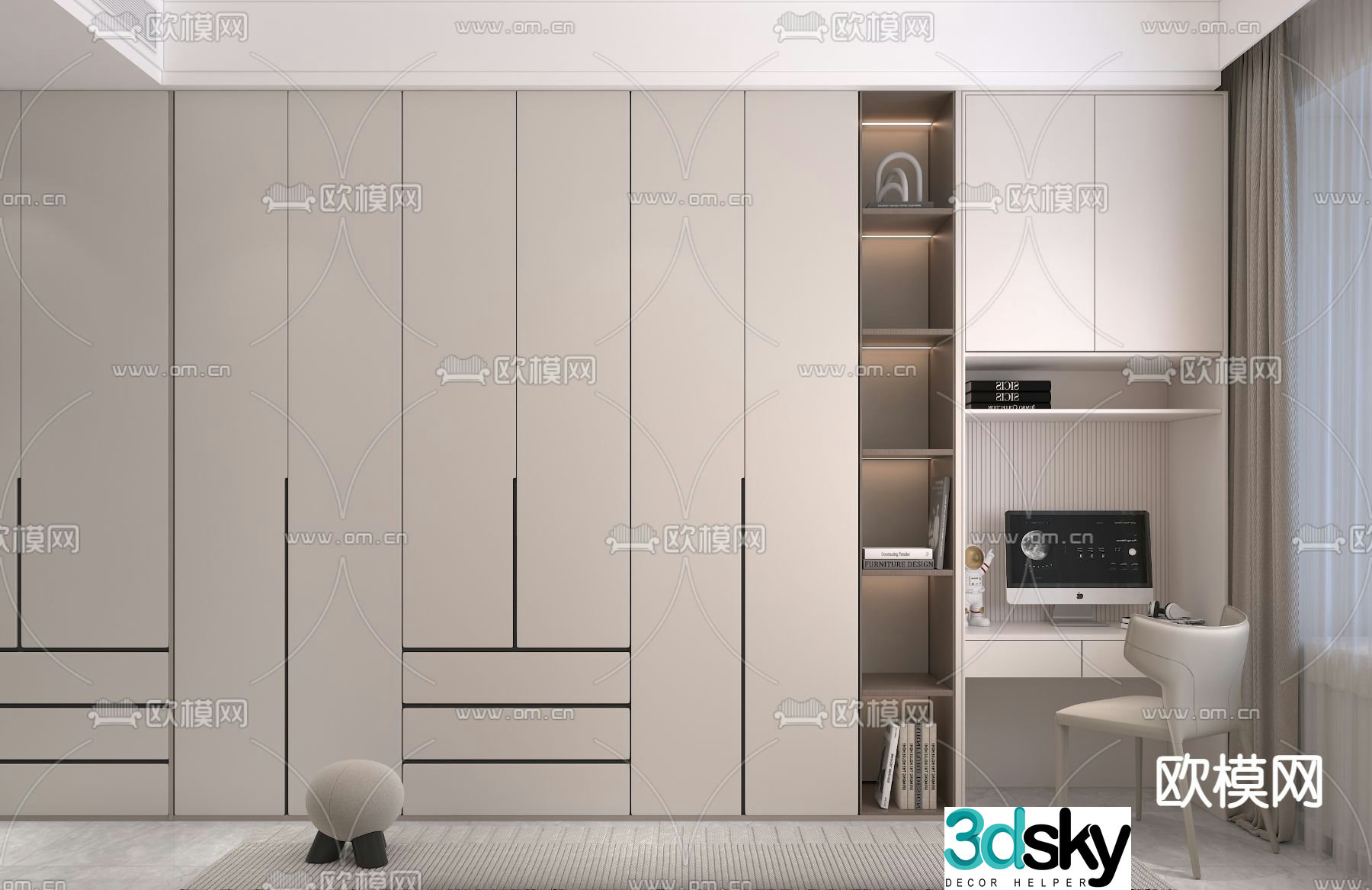 modern wardrobe wardrobe 3d model