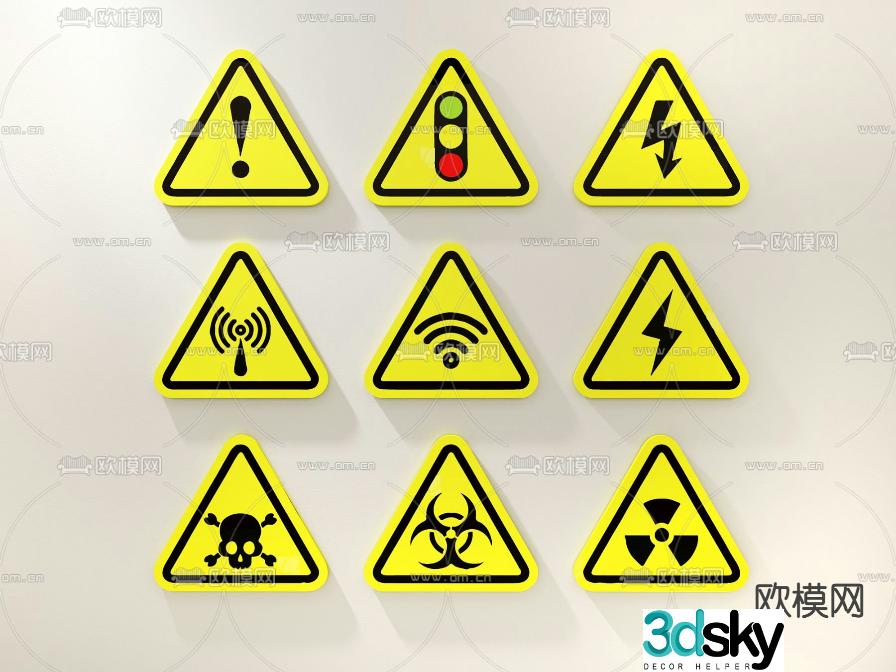 Indicator sign, turn sign, no stop sign 3D model