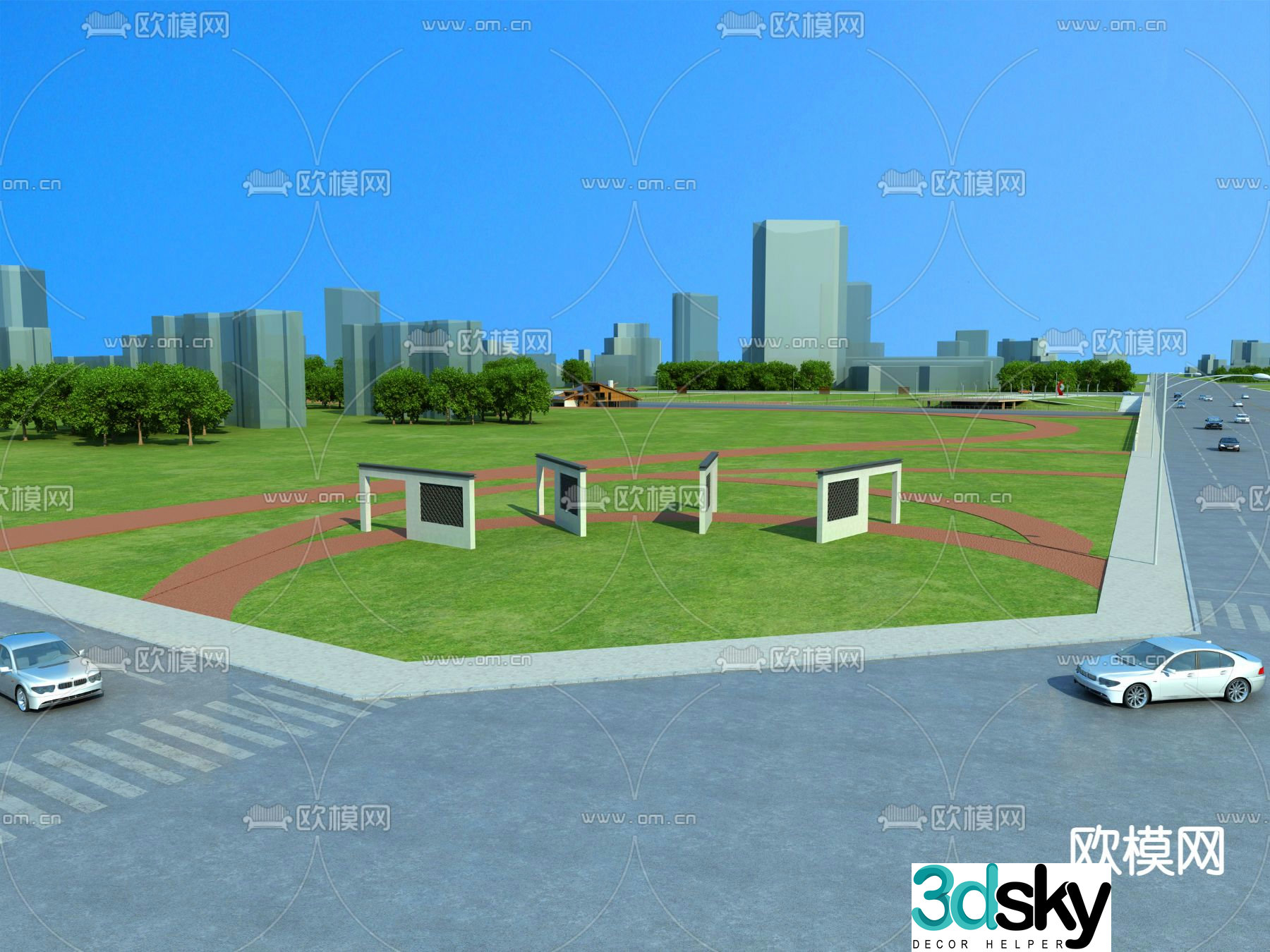 Park landscape square landscape 3d model