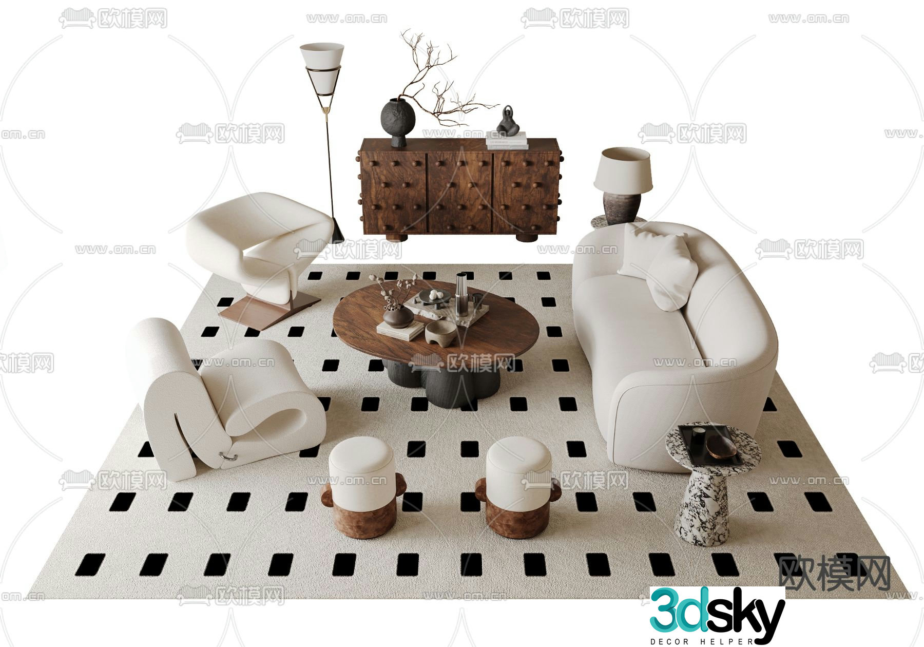 Medieval style sofa coffee table 3d model