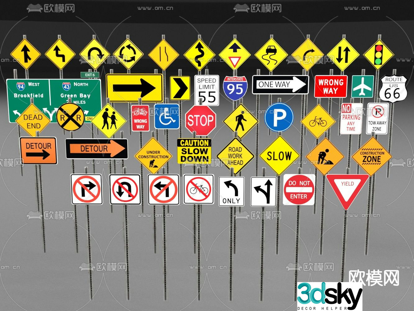 traffic sign sign road sign 3d model