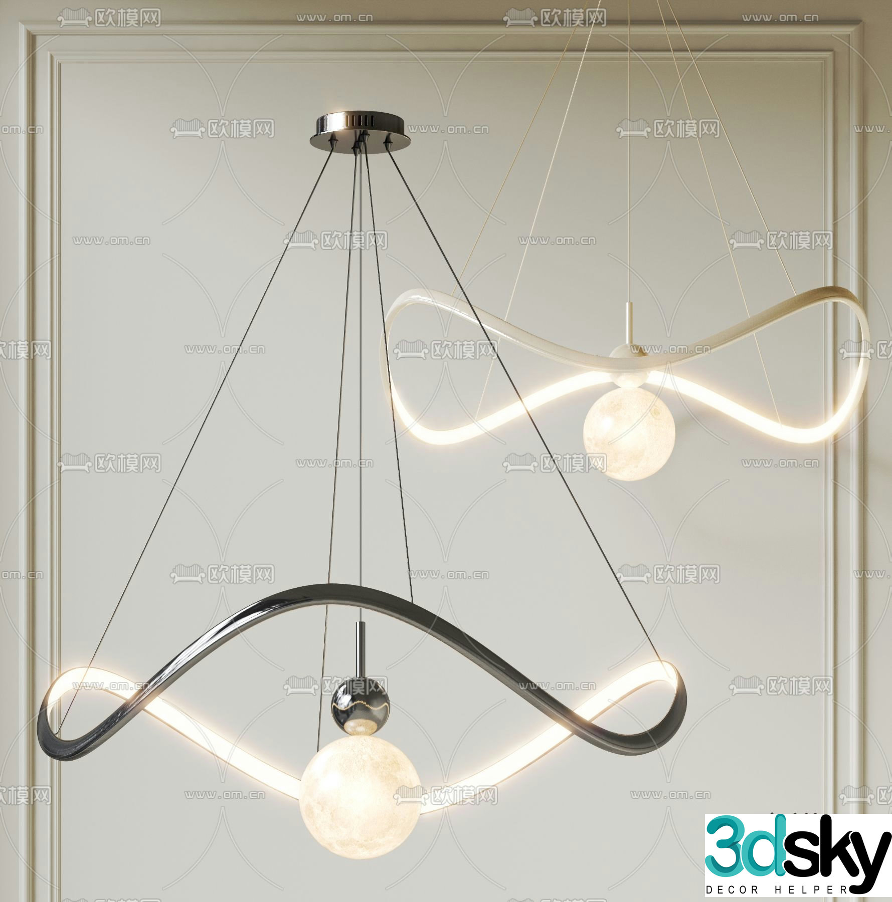 Creamy Chandelier Ring Chandelier 3D Model