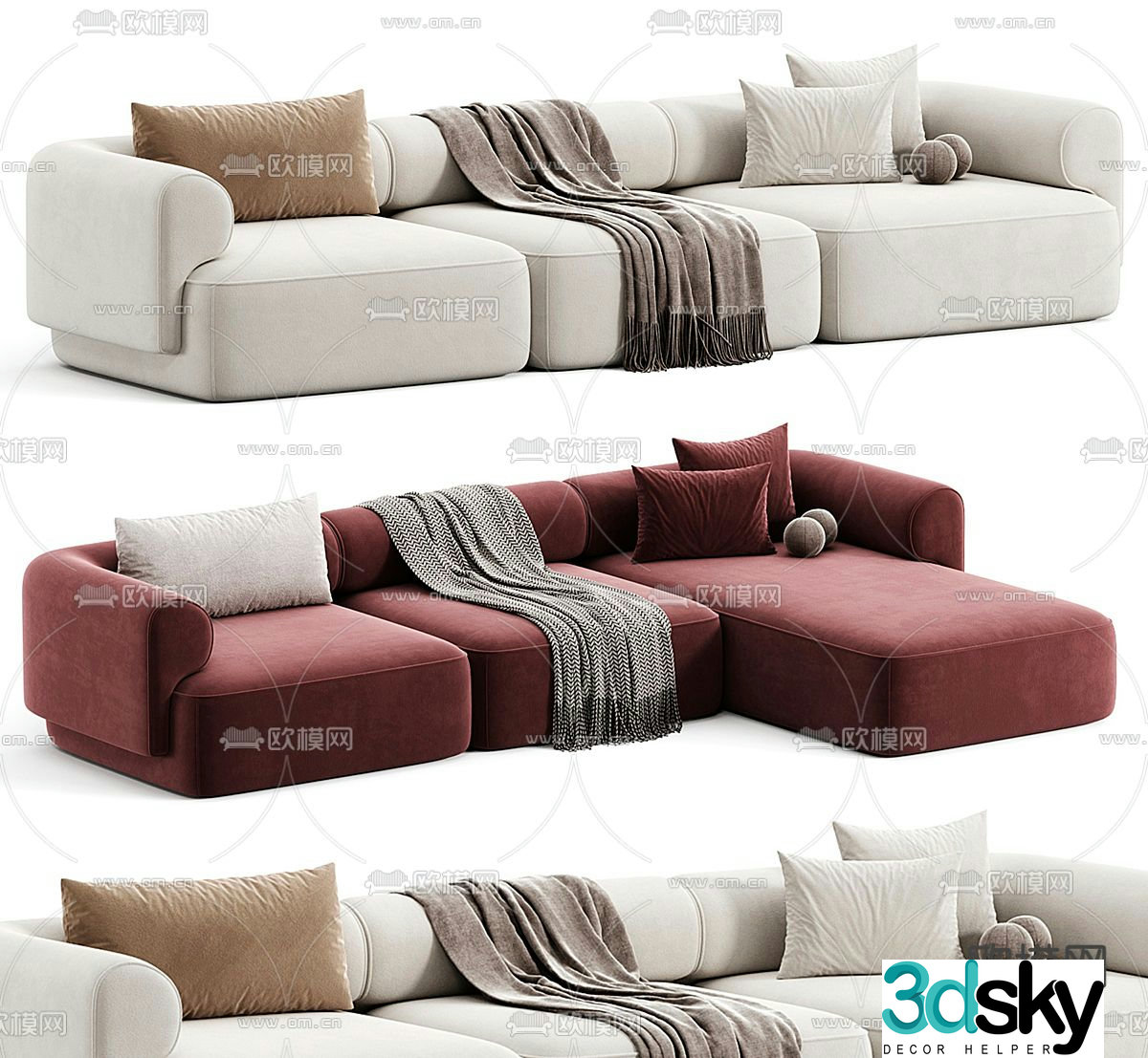Modern fabric sofa corner sofa 3d model
