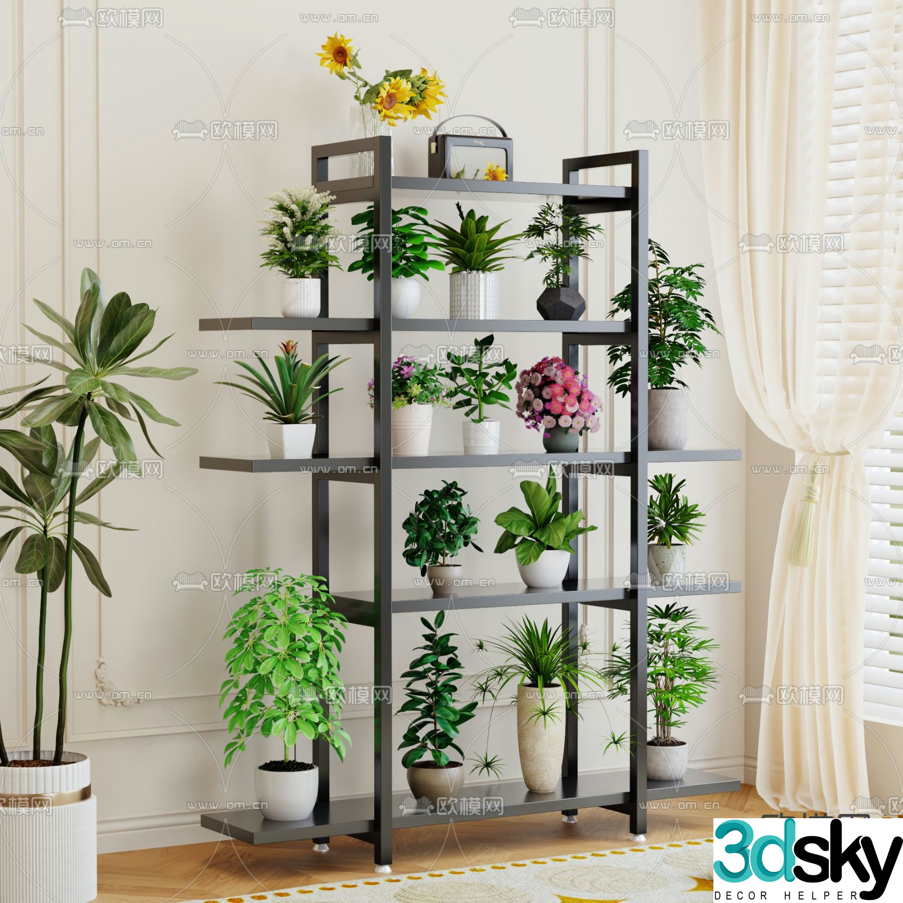 Modern flower rack storage rack 3d model