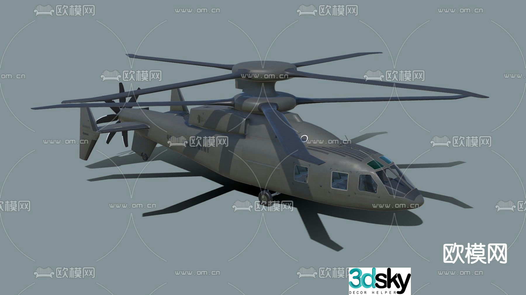 Fighter Helicopter Aircraft 3D Model