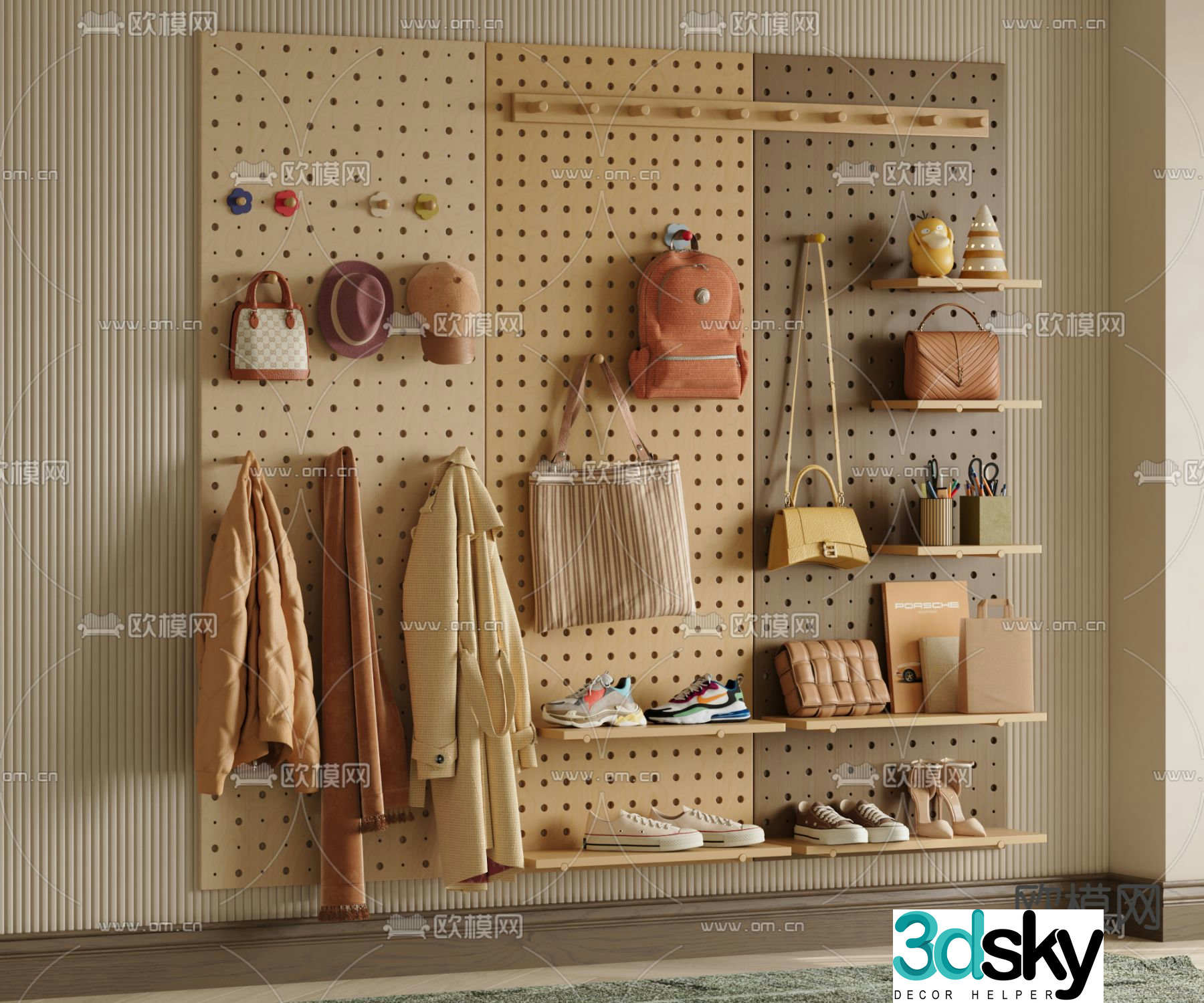 Modern hole board decorative frame 3d model
