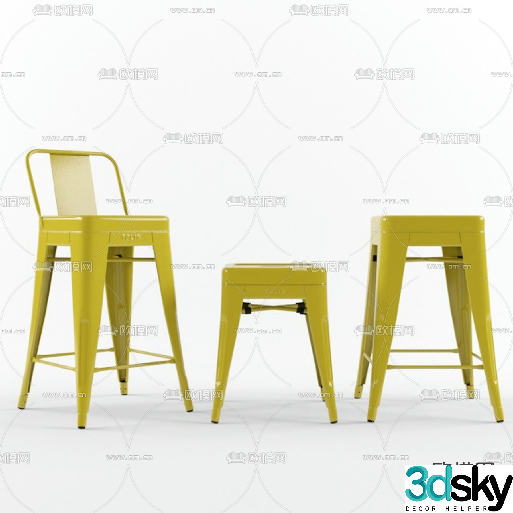 Modern bar stool 3d model