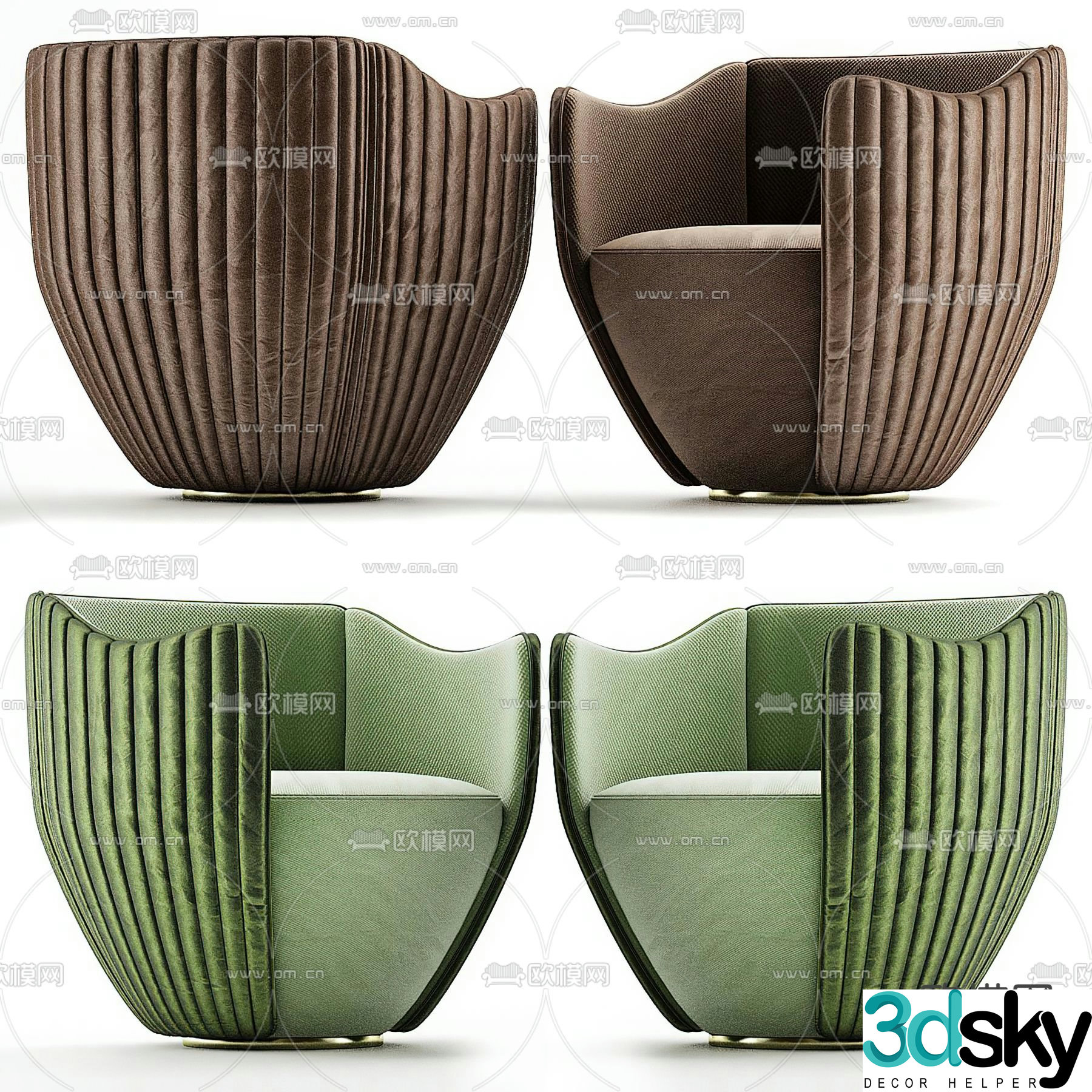 Modern fabric single sofa 3d model