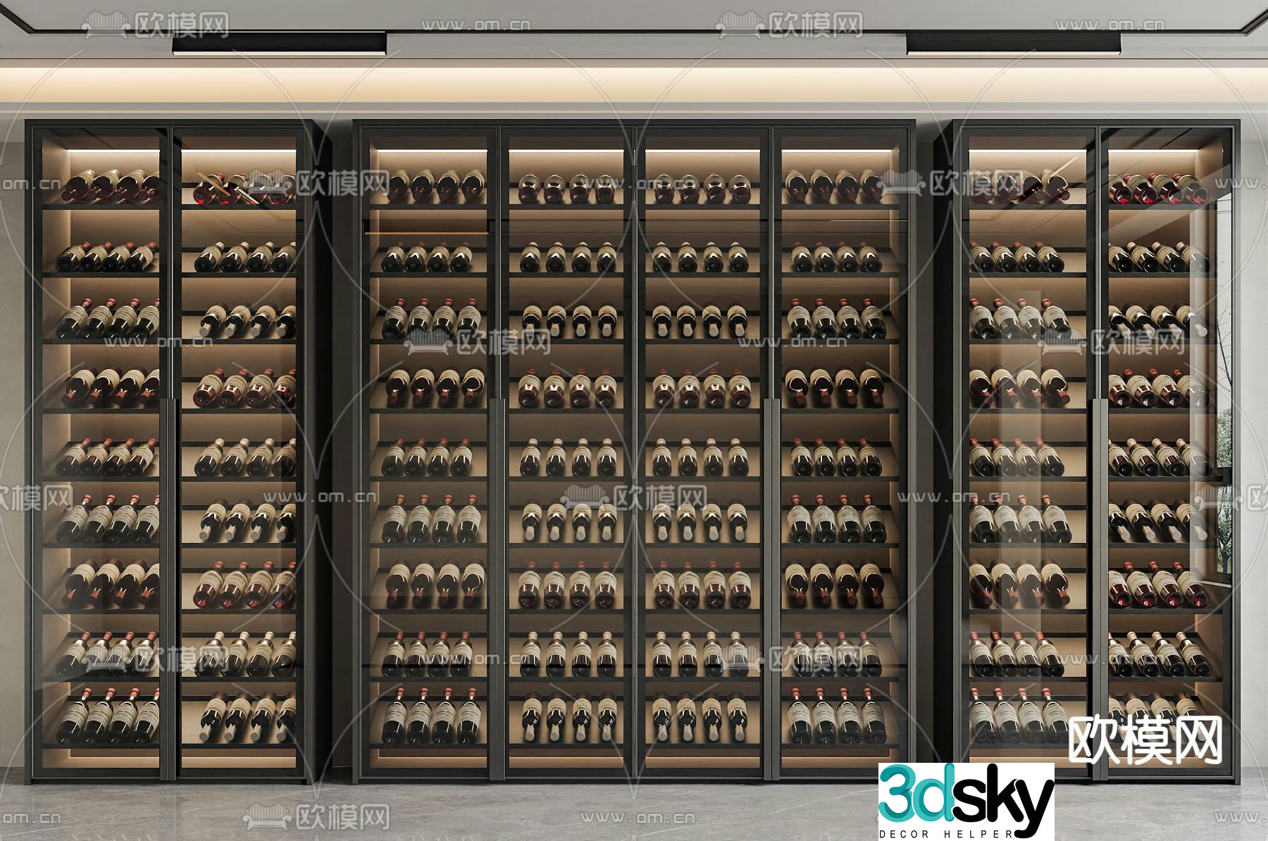 Modern glass wine cabinet 3d model