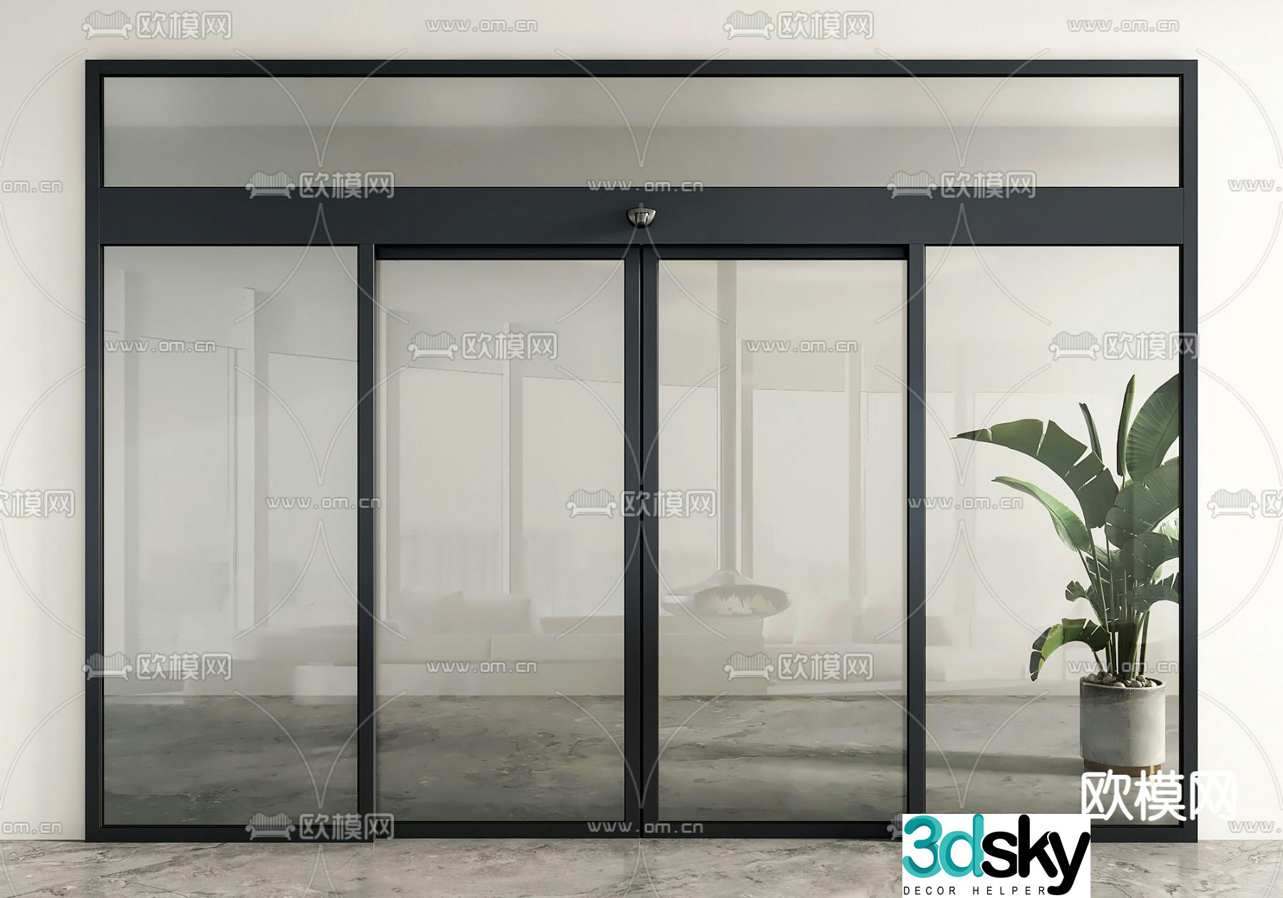 Automatic sensing door Electric door Glass door 3D model
