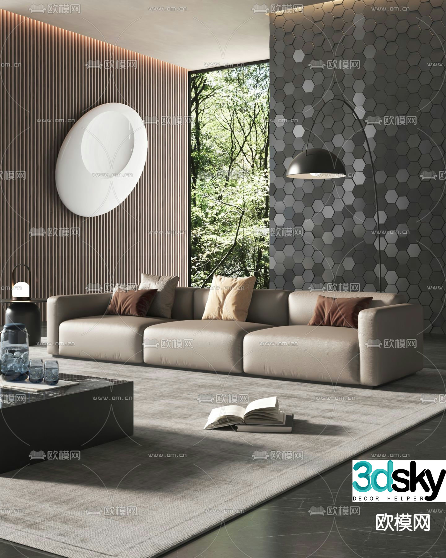 3D model of three seater sofa