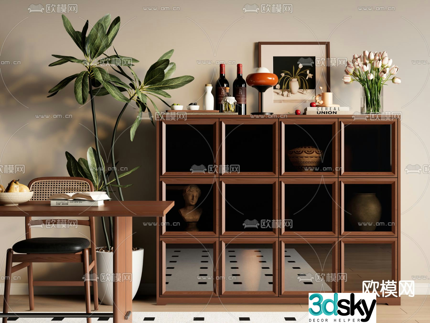 Medieval style sideboard 3d model