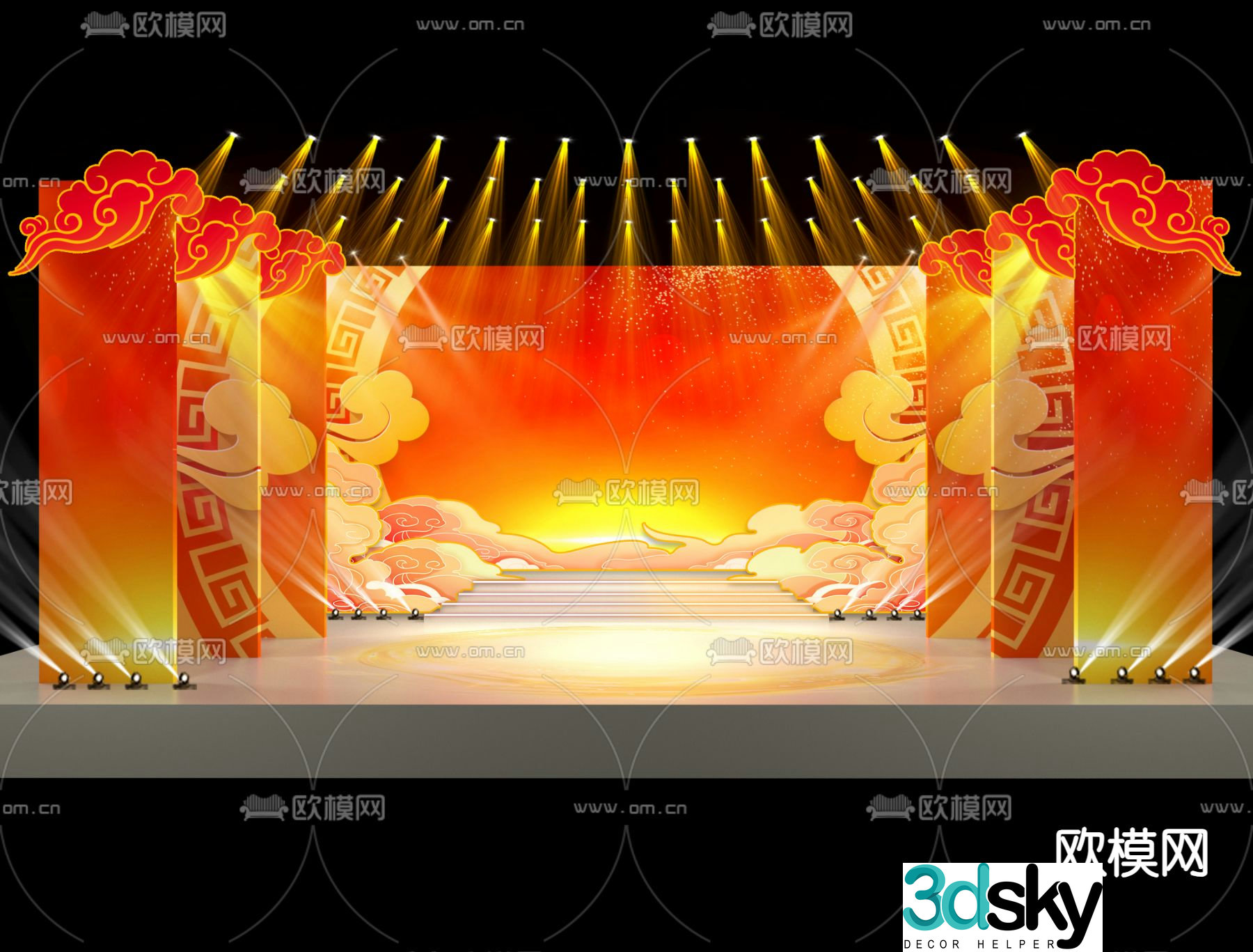 Chinese style stage 3D model