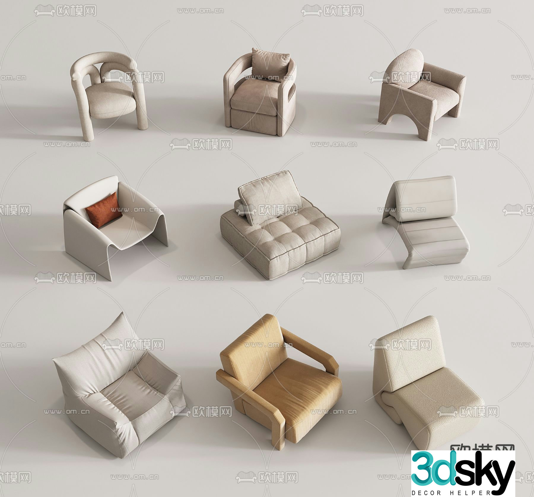 Single sofa leisure sofa 3d model