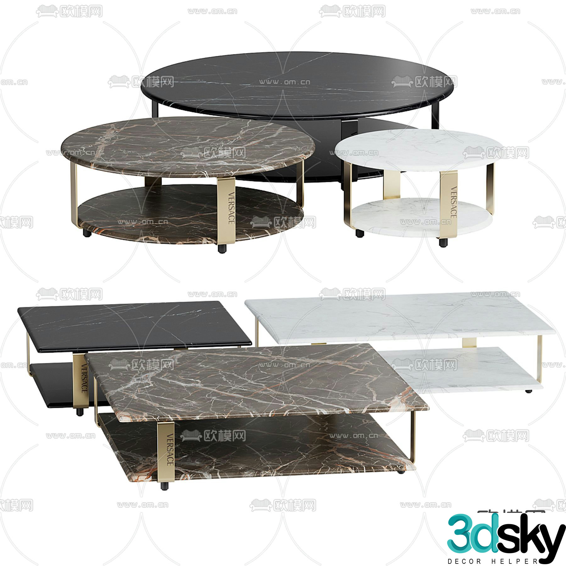 VERSACE modern marble coffee table 3d model