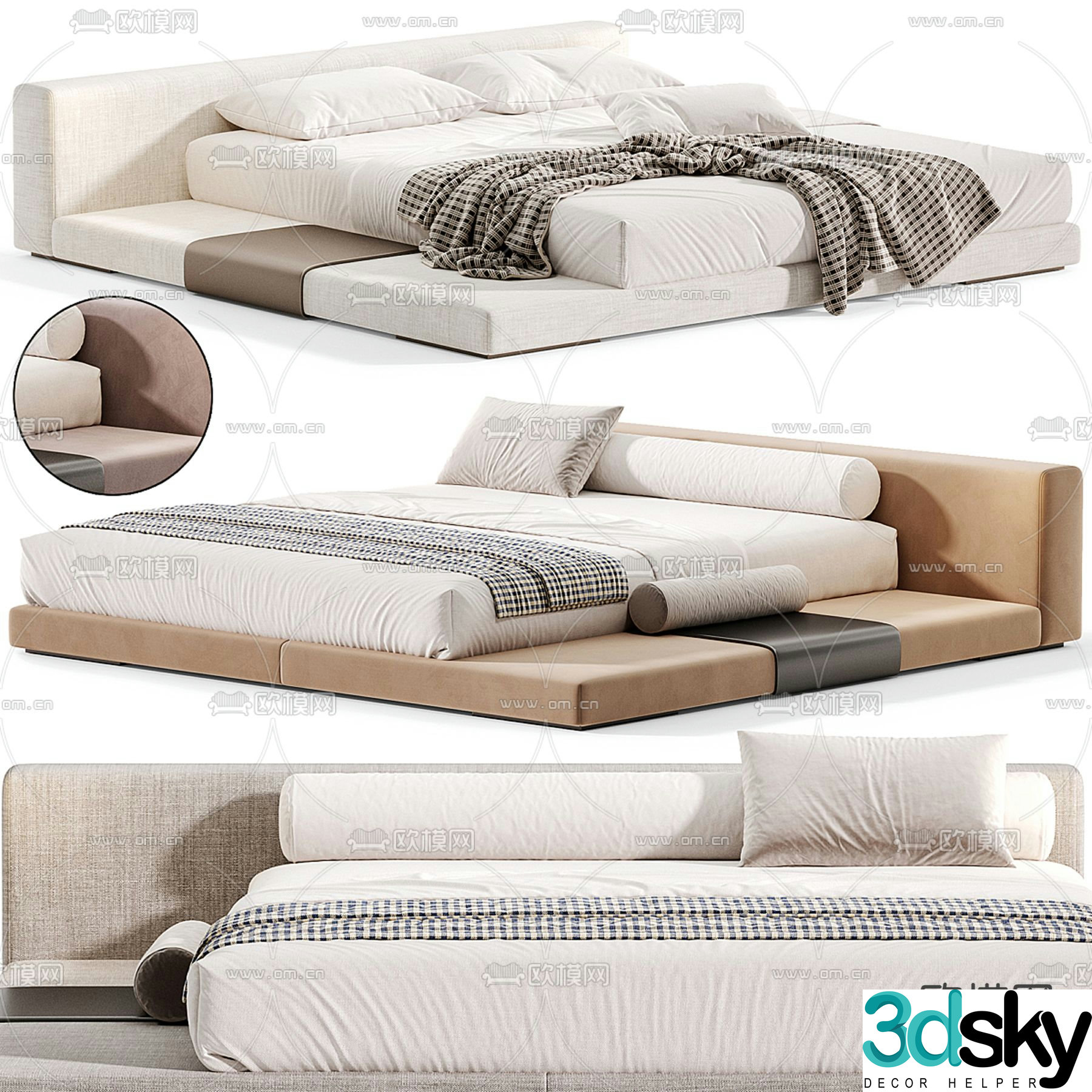 Monologuelondon modern double bed 3d model