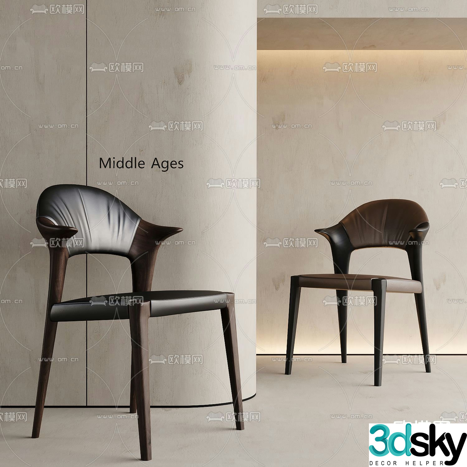 Medieval style chair dining chair 3d model