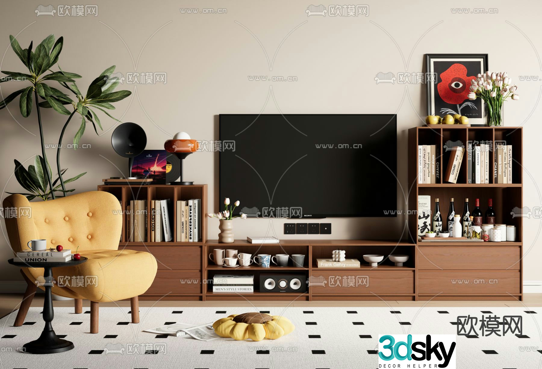Medieval style TV cabinet 3D model