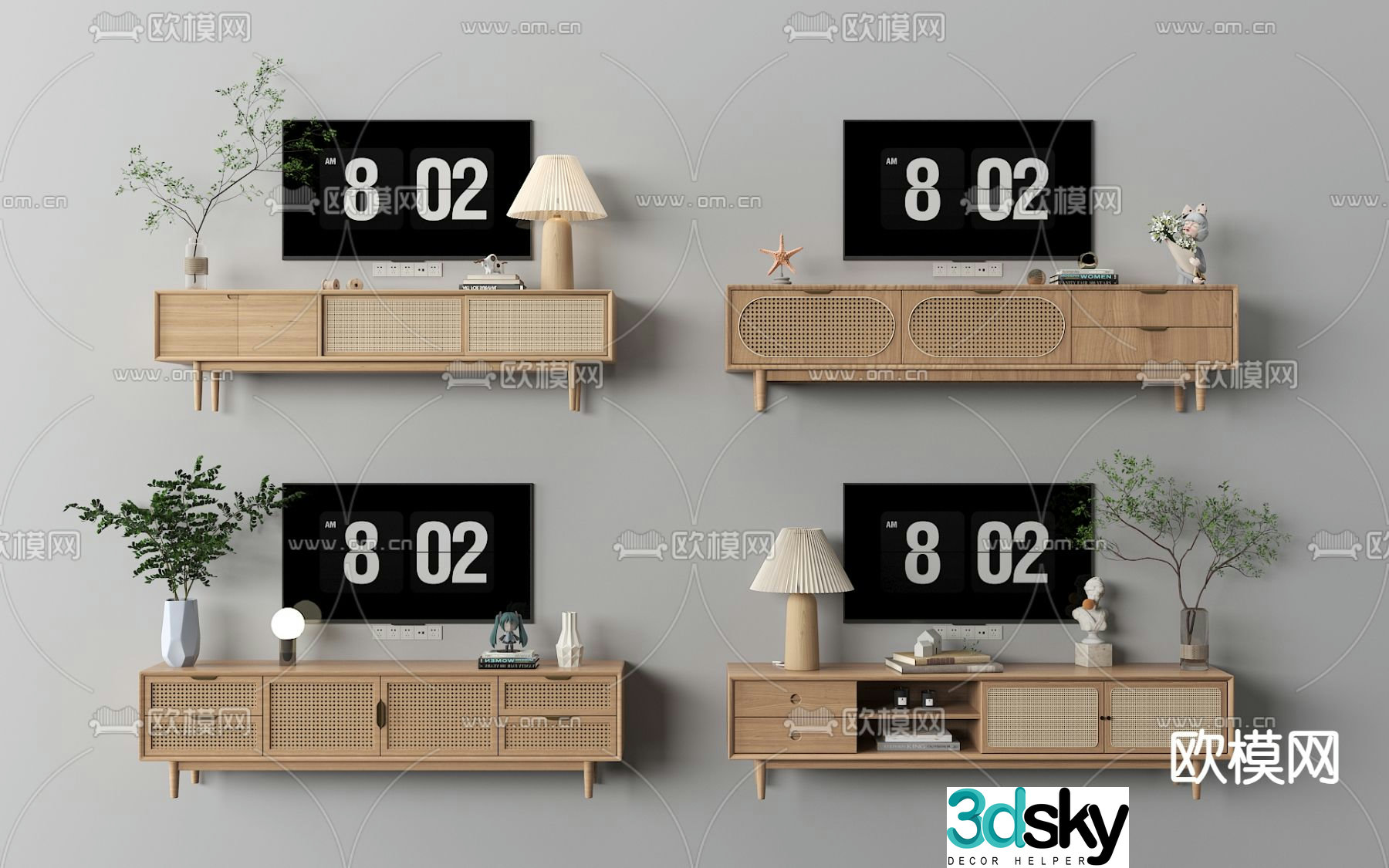 Nordic TV Cabinet TV Background Cabinet 3D Model