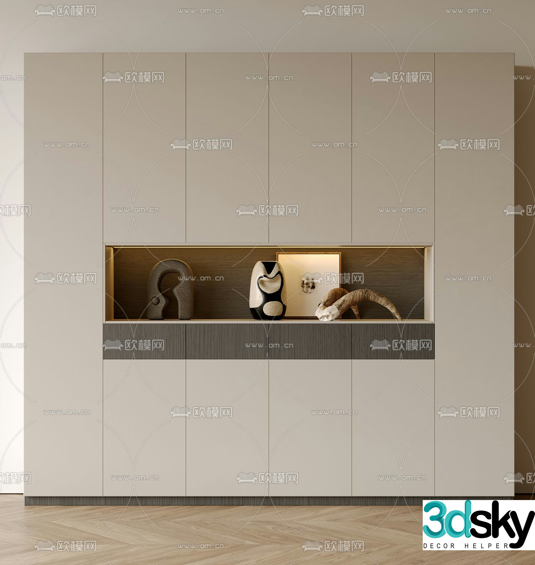 Door entry shoe cabinet 3D model