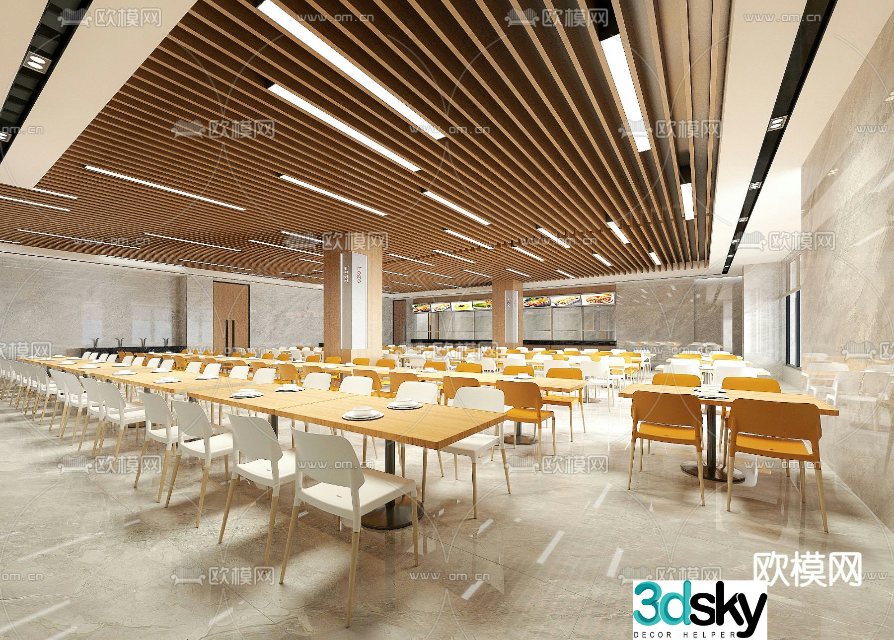 Public canteen 3d model