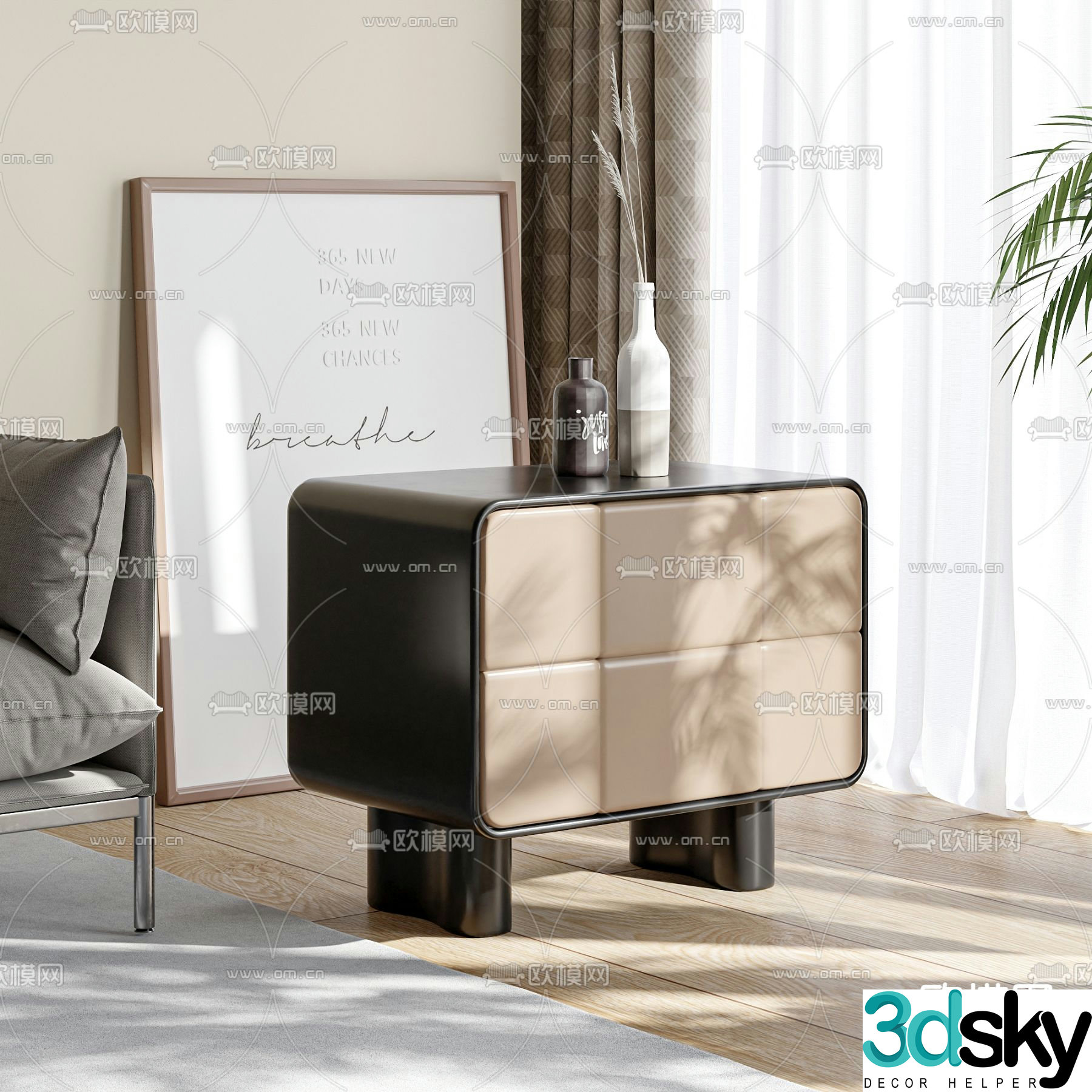 Modern bedside table 3d model