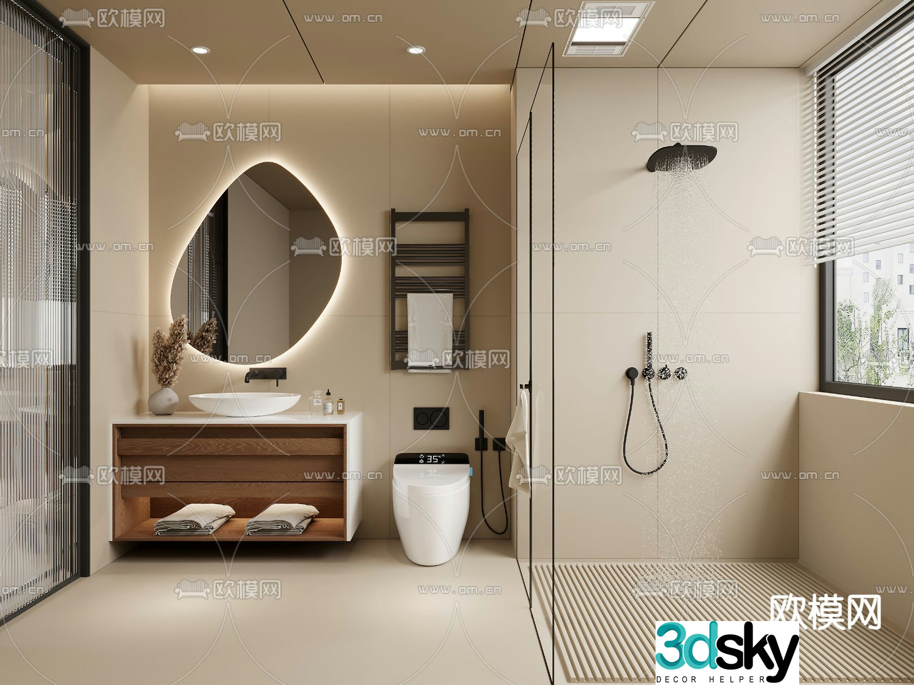 Middle style bathroom toilet toilet 3d model