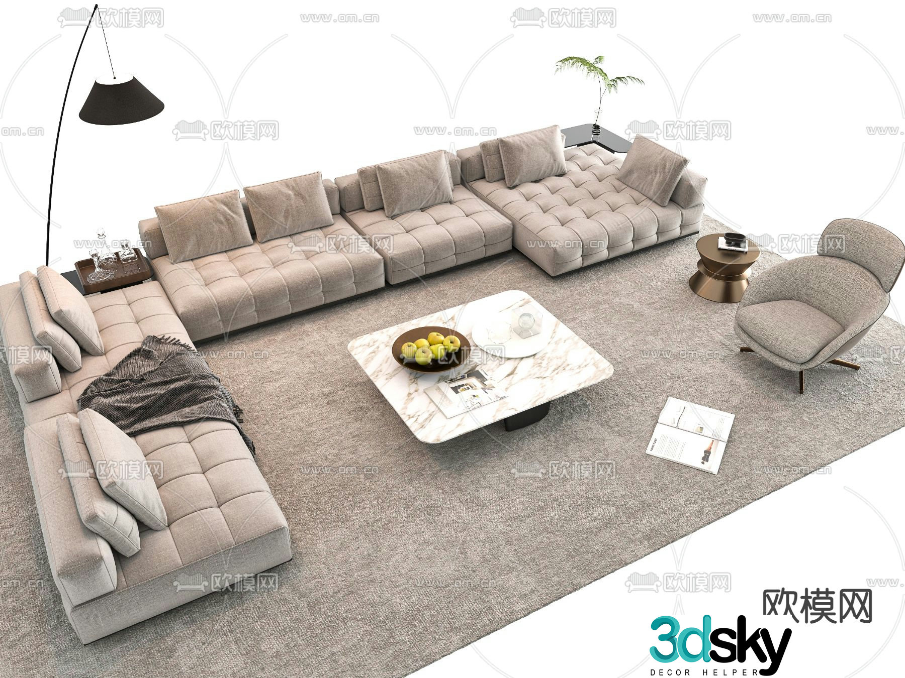 Modern sectional sofa 3d model