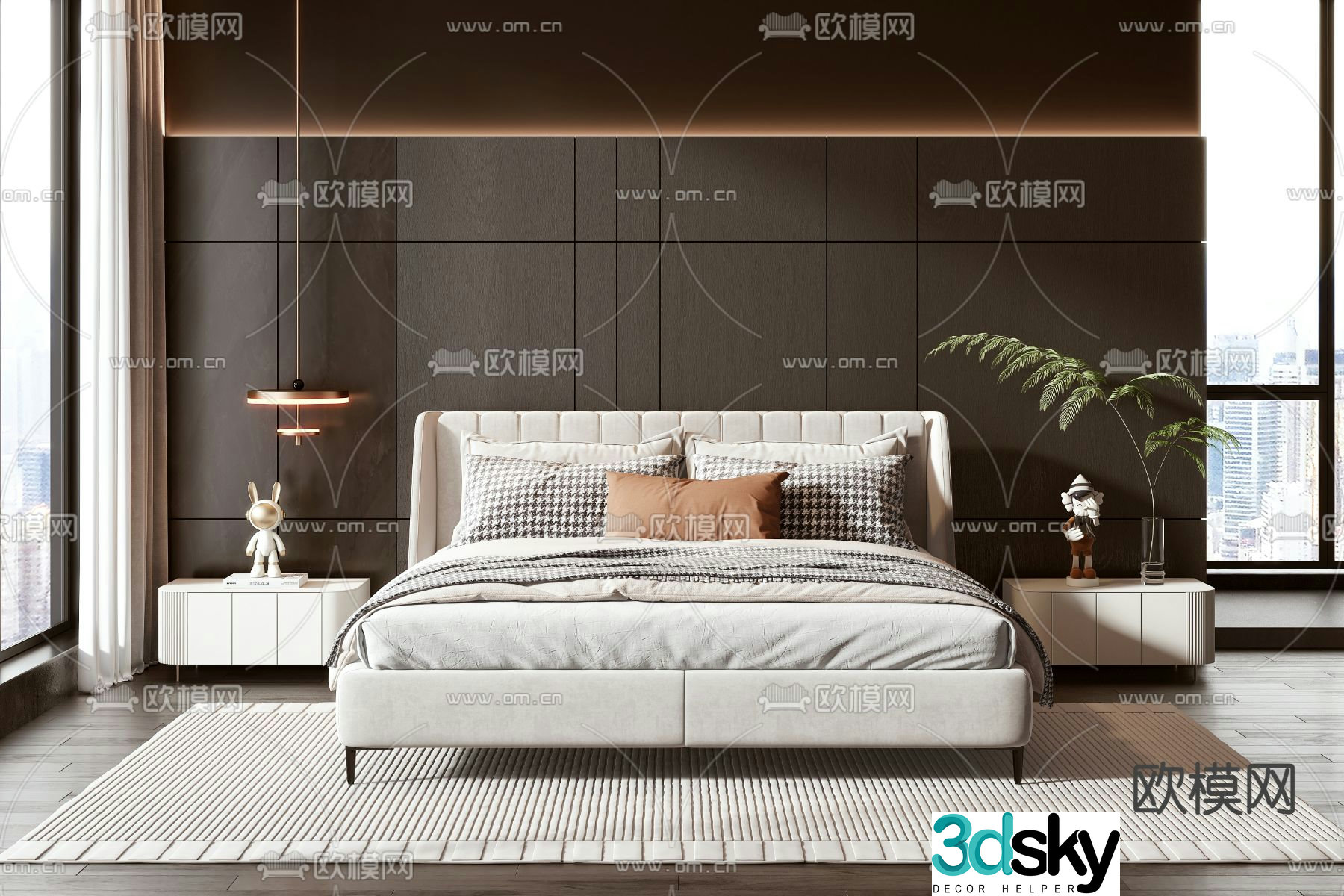 Modern double bed 3d model