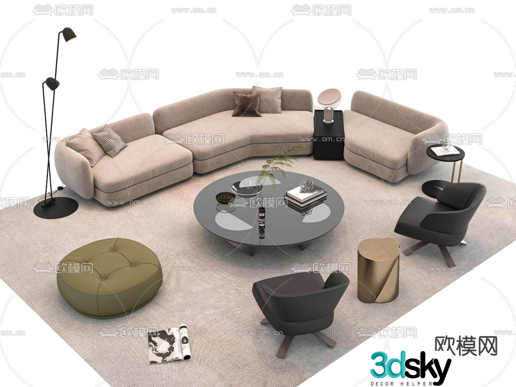 Modern sofa coffee table 3d model
