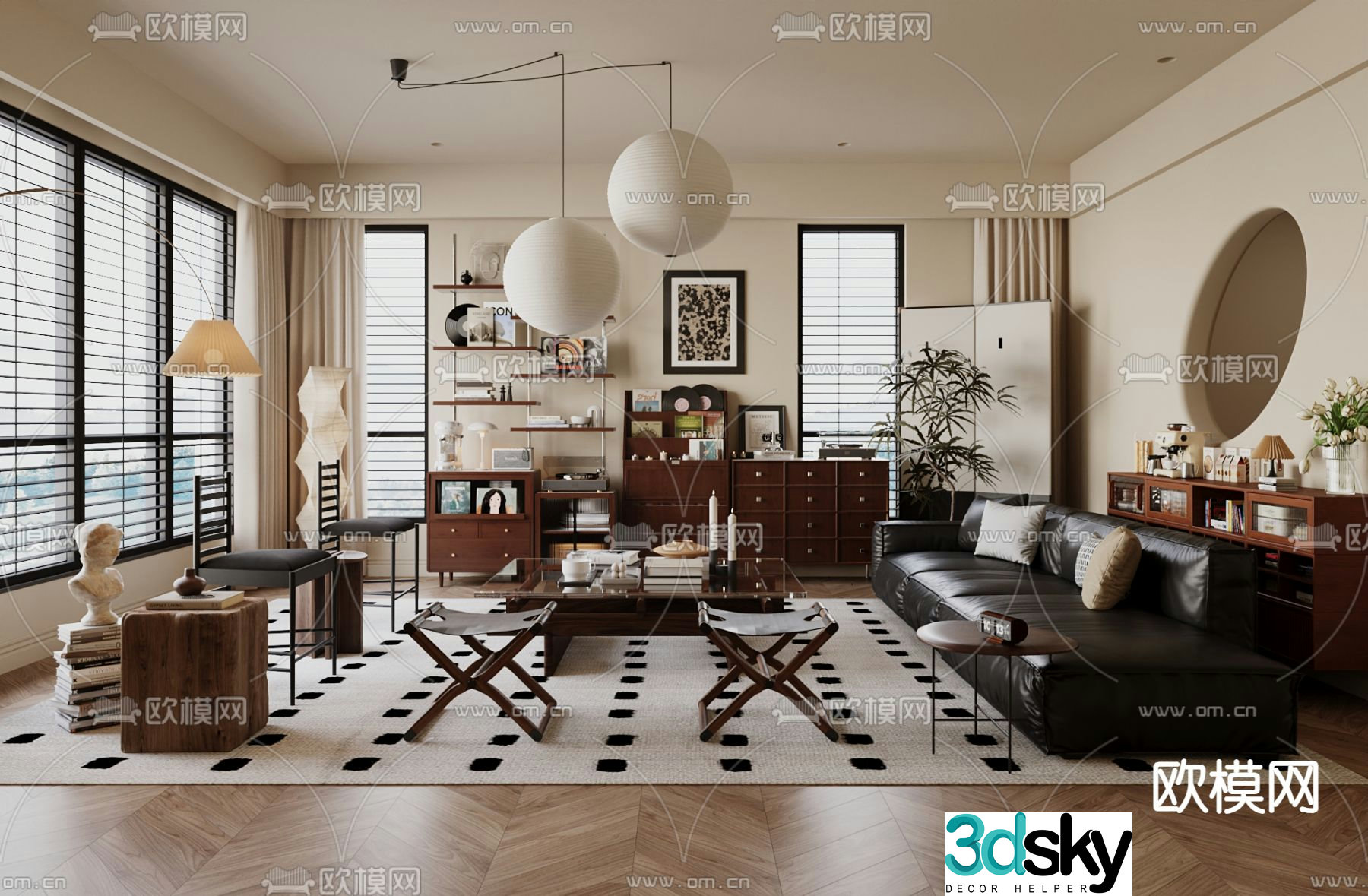 Middle-aged living room 3d model