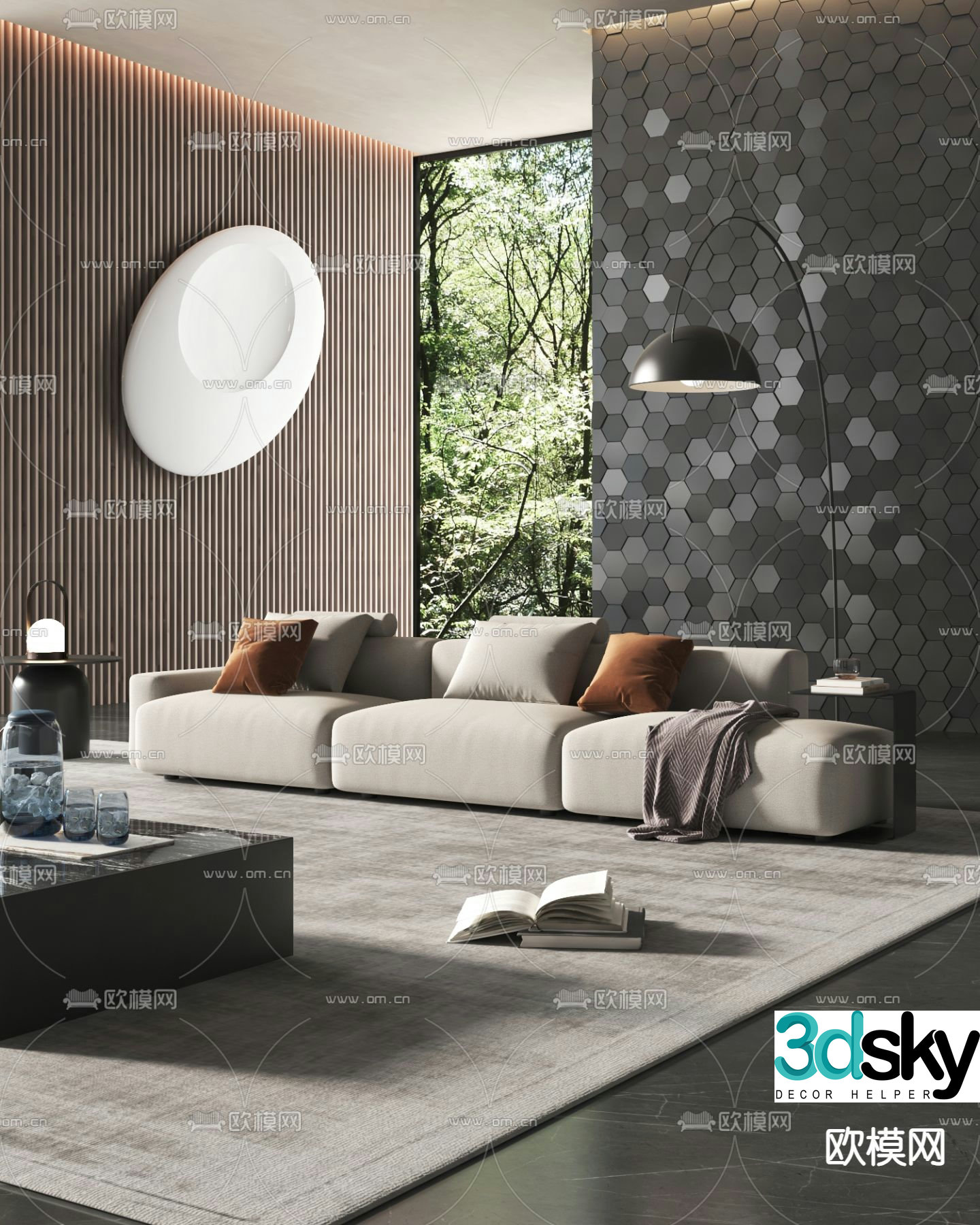 3D model of three seater sofa