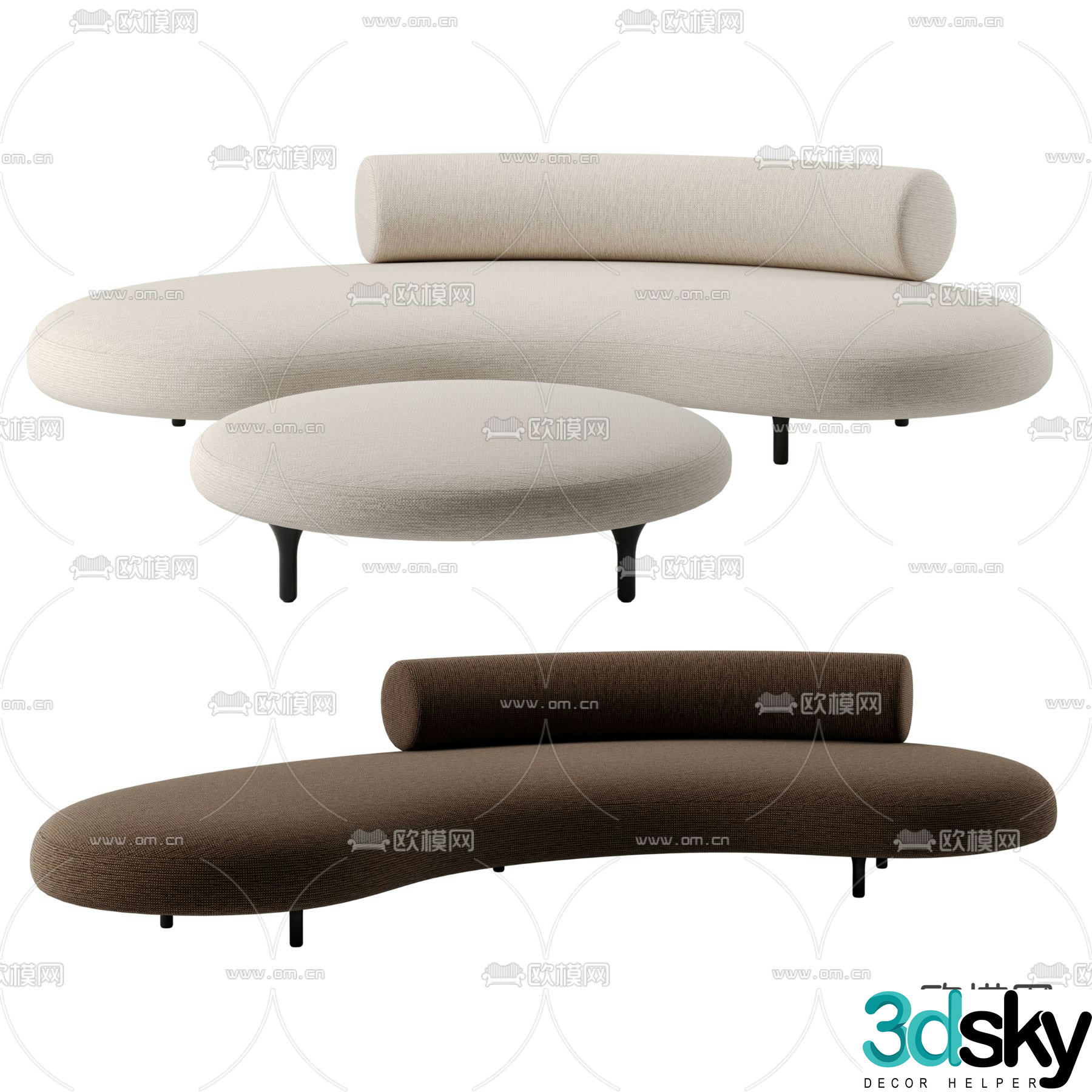 De Padova special shaped sofa curved sofa 3d model